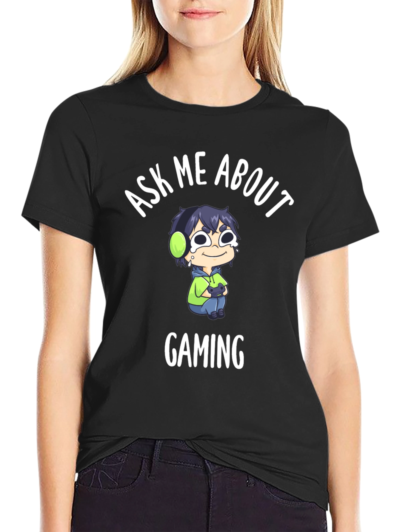 Ask Me About Gaming T-Shirt - Gamer Cartoon Design