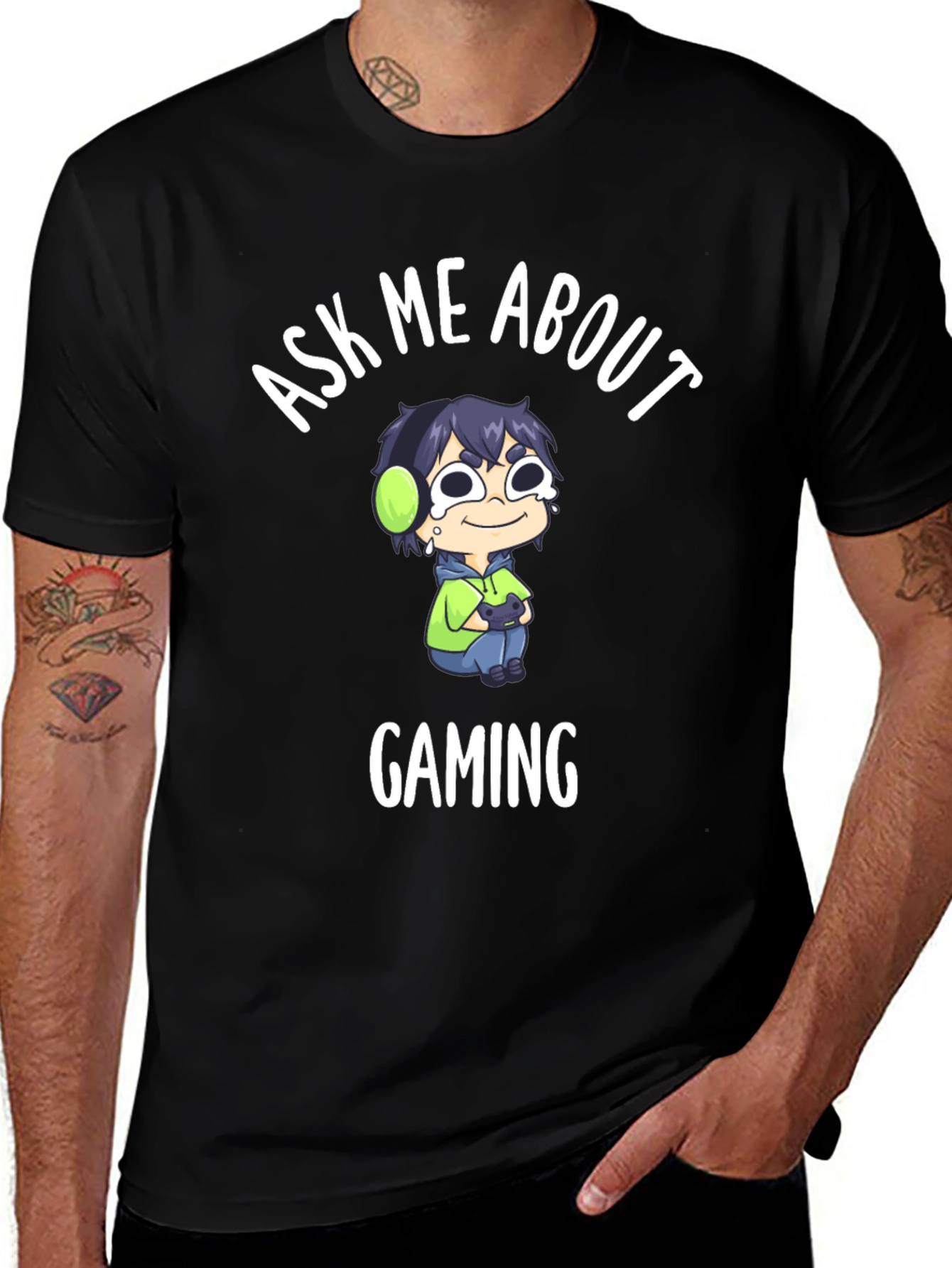 Ask Me About Gaming T-Shirt - Gamer Cartoon Design