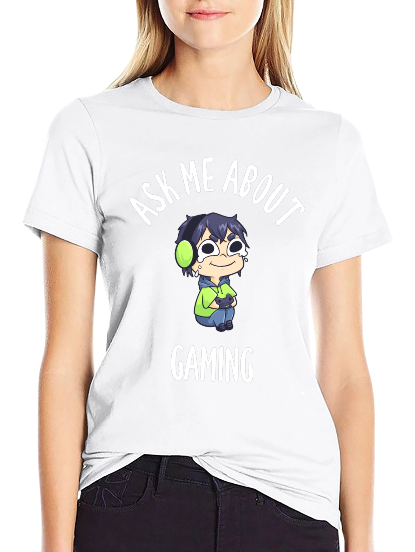 Ask Me About Gaming T-Shirt - Gamer Cartoon Design