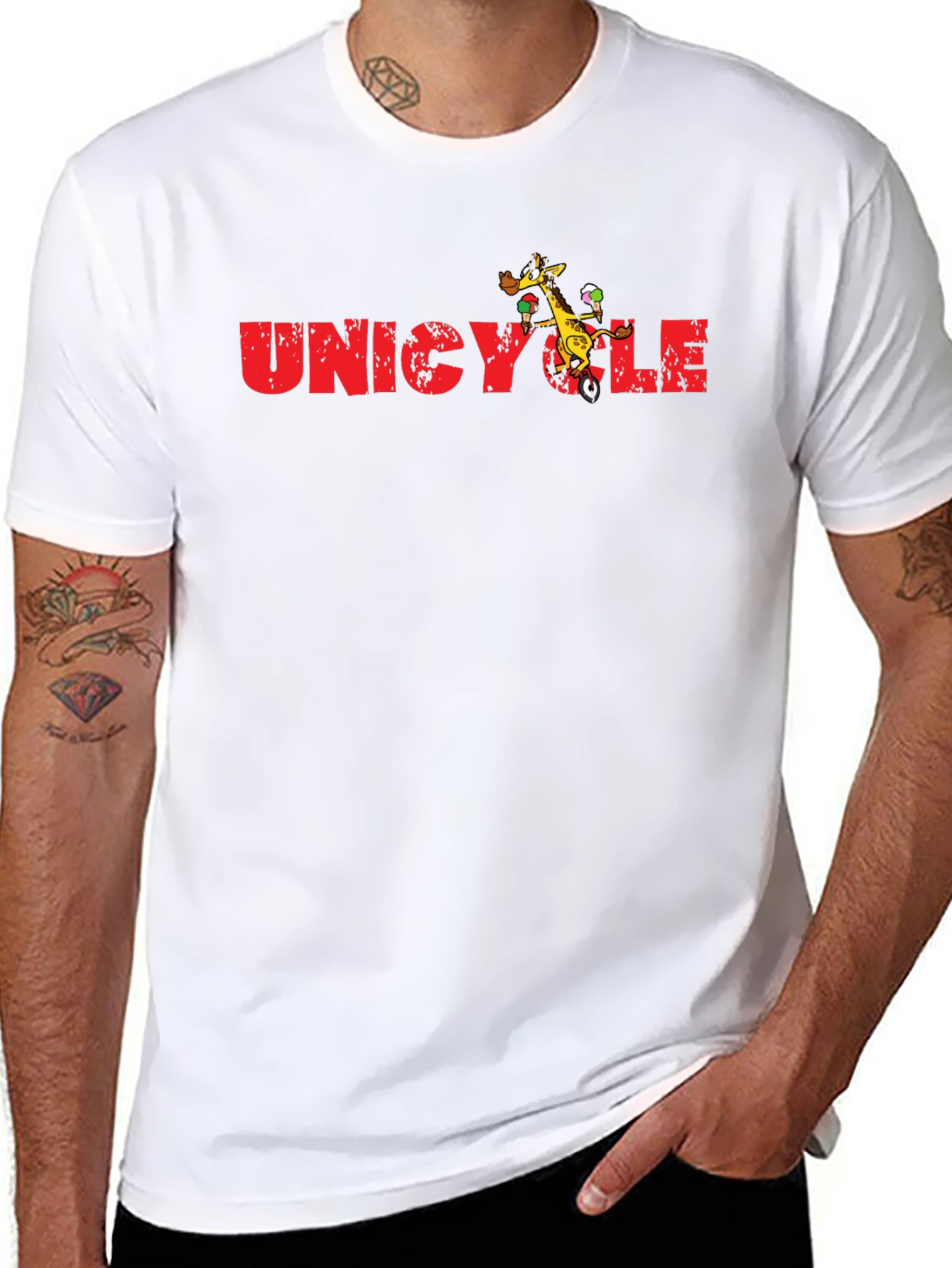 Unicycle Giraffe Graphic Tee