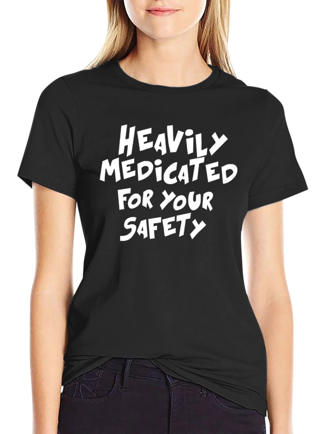 Heavily Medicated Safety T-Shirt - Funny Slogan Tee