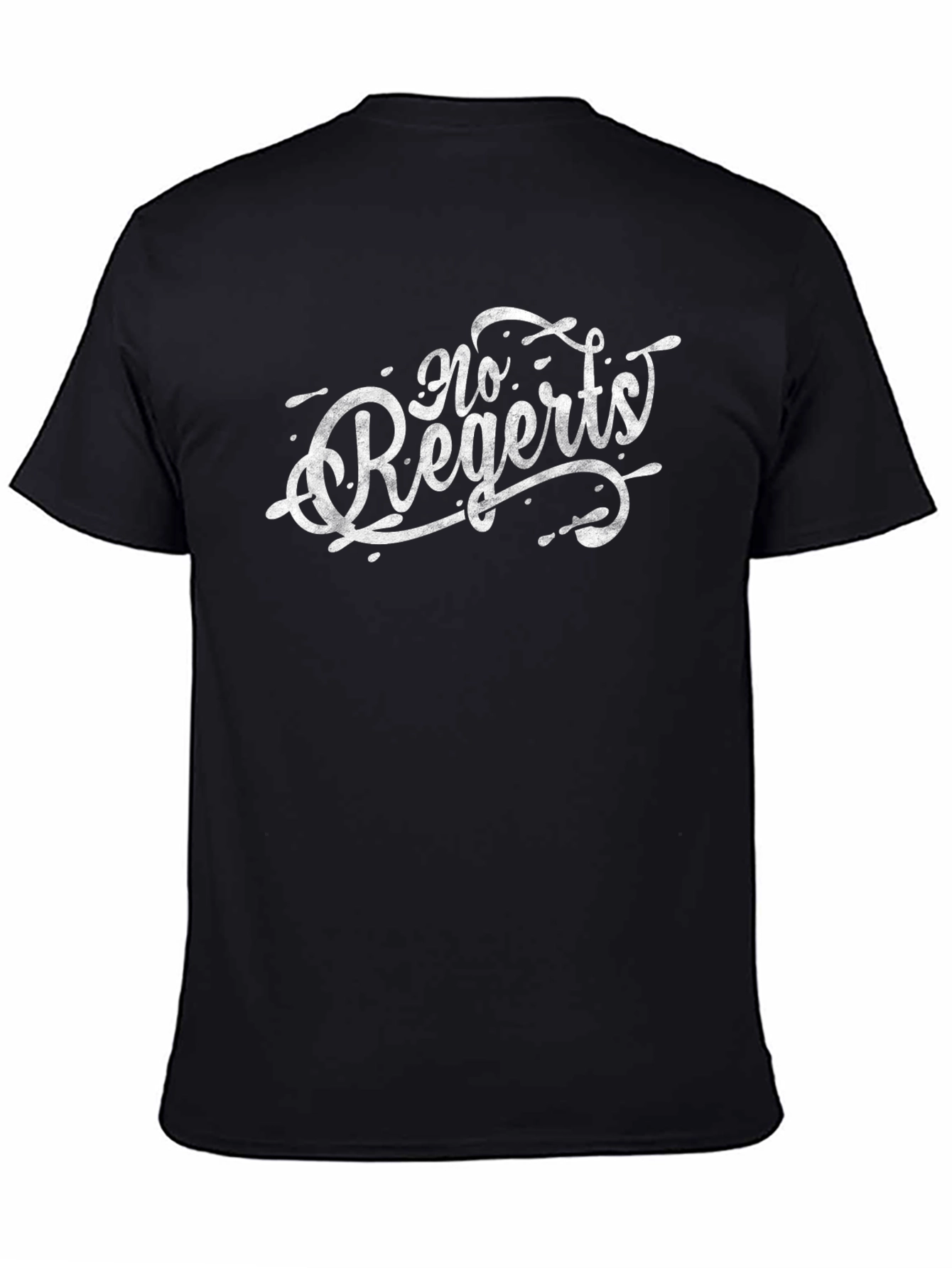 No Regerts Graphic Tee - Classic Black Cotton Shirt