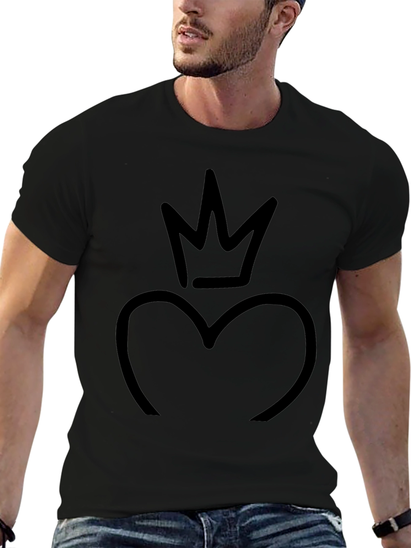 Heart Crown Graphic Black T-Shirt