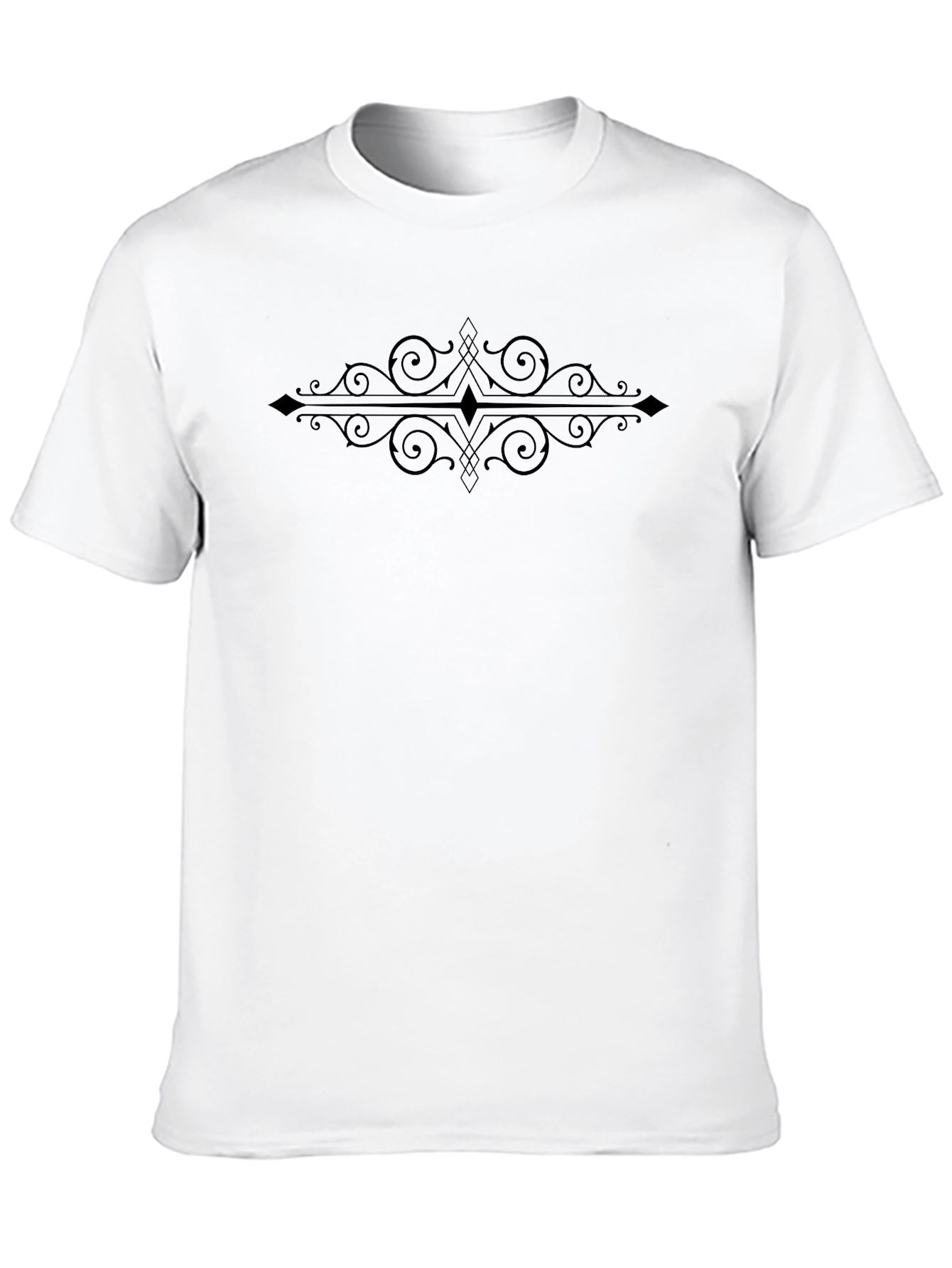 Elegant Black T-Shirt with Ornamental Design