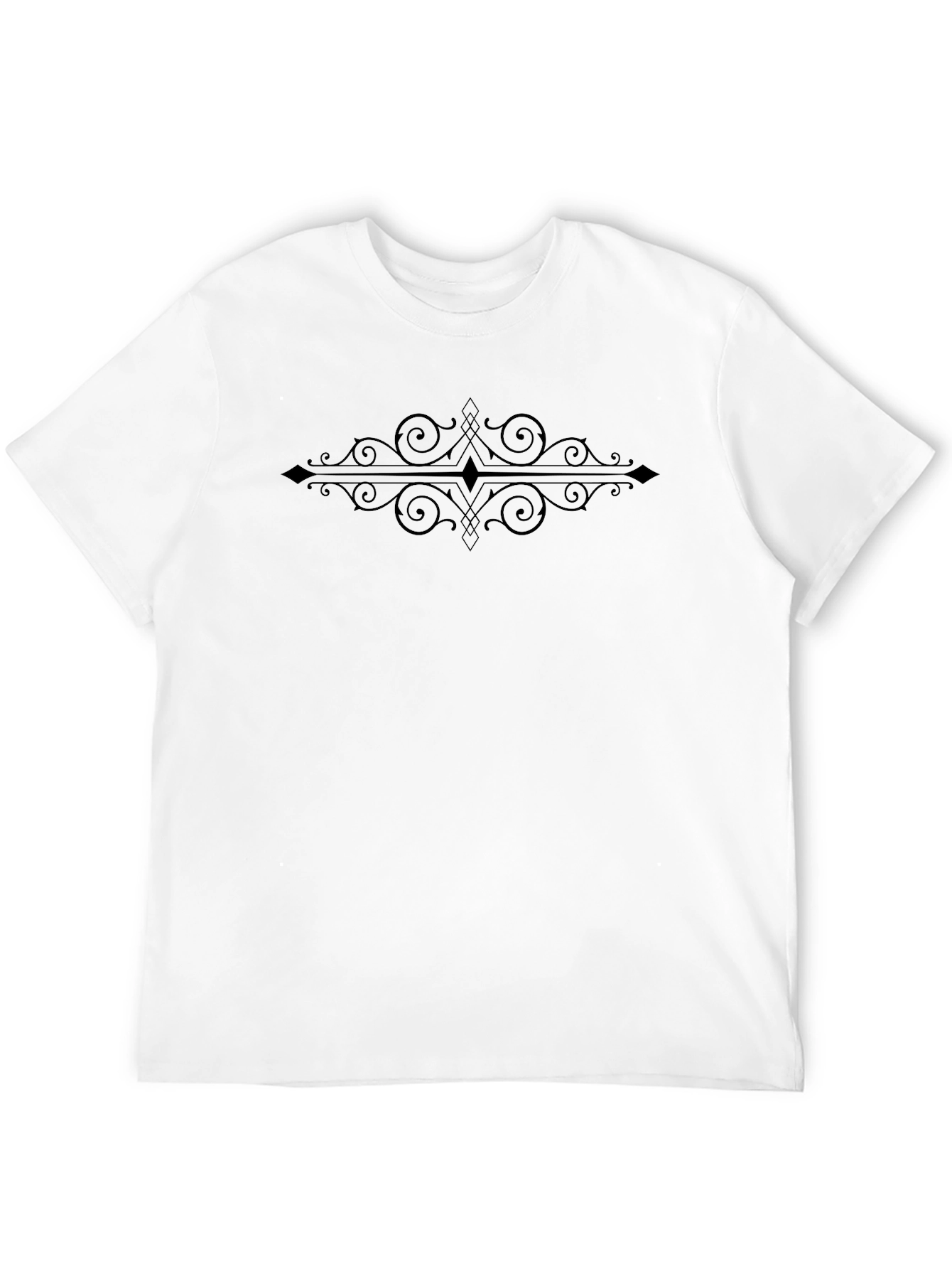 Elegant Black T-Shirt with Ornamental Design
