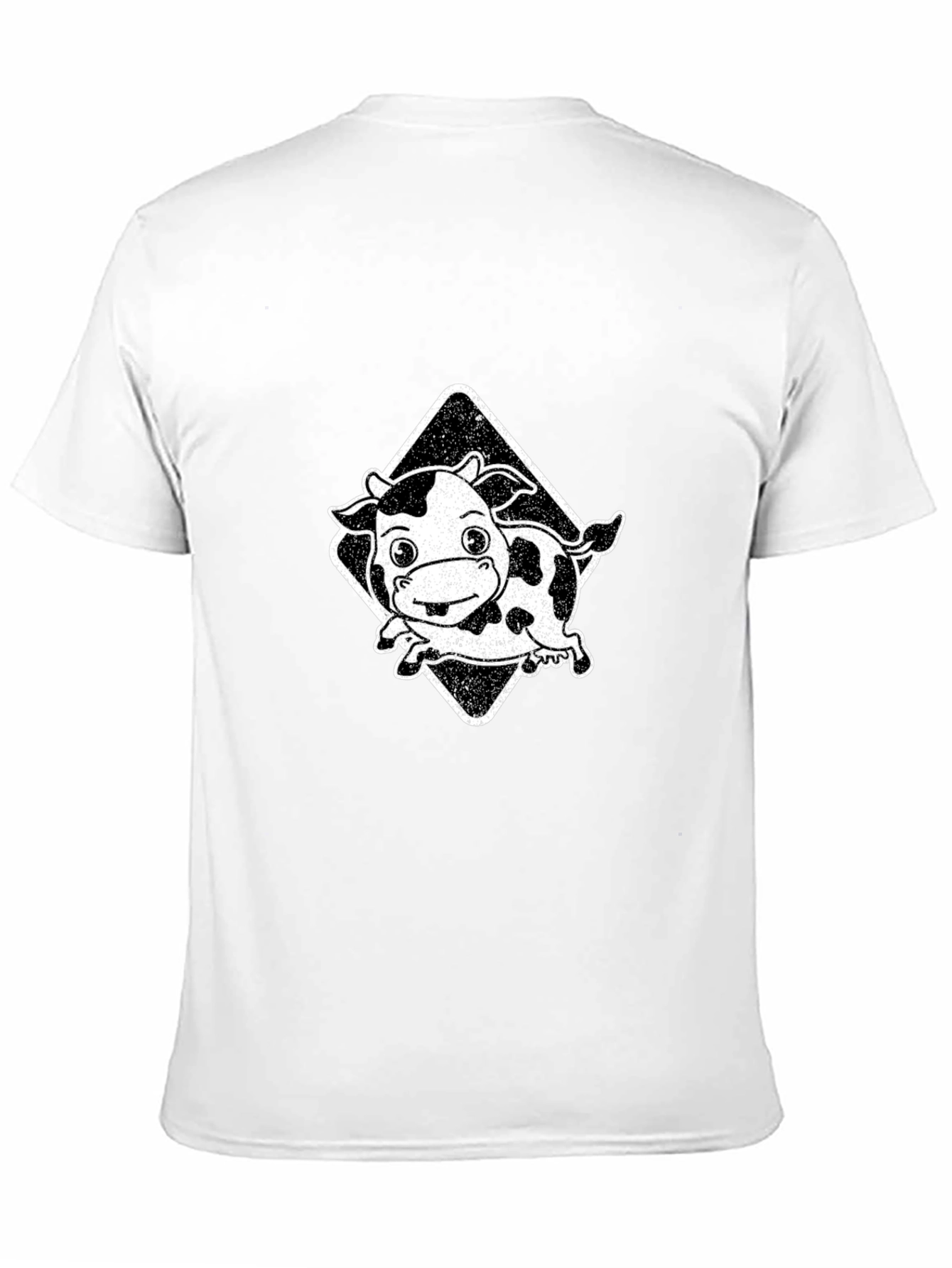 Cartoon Cow Graphic Tee - Black