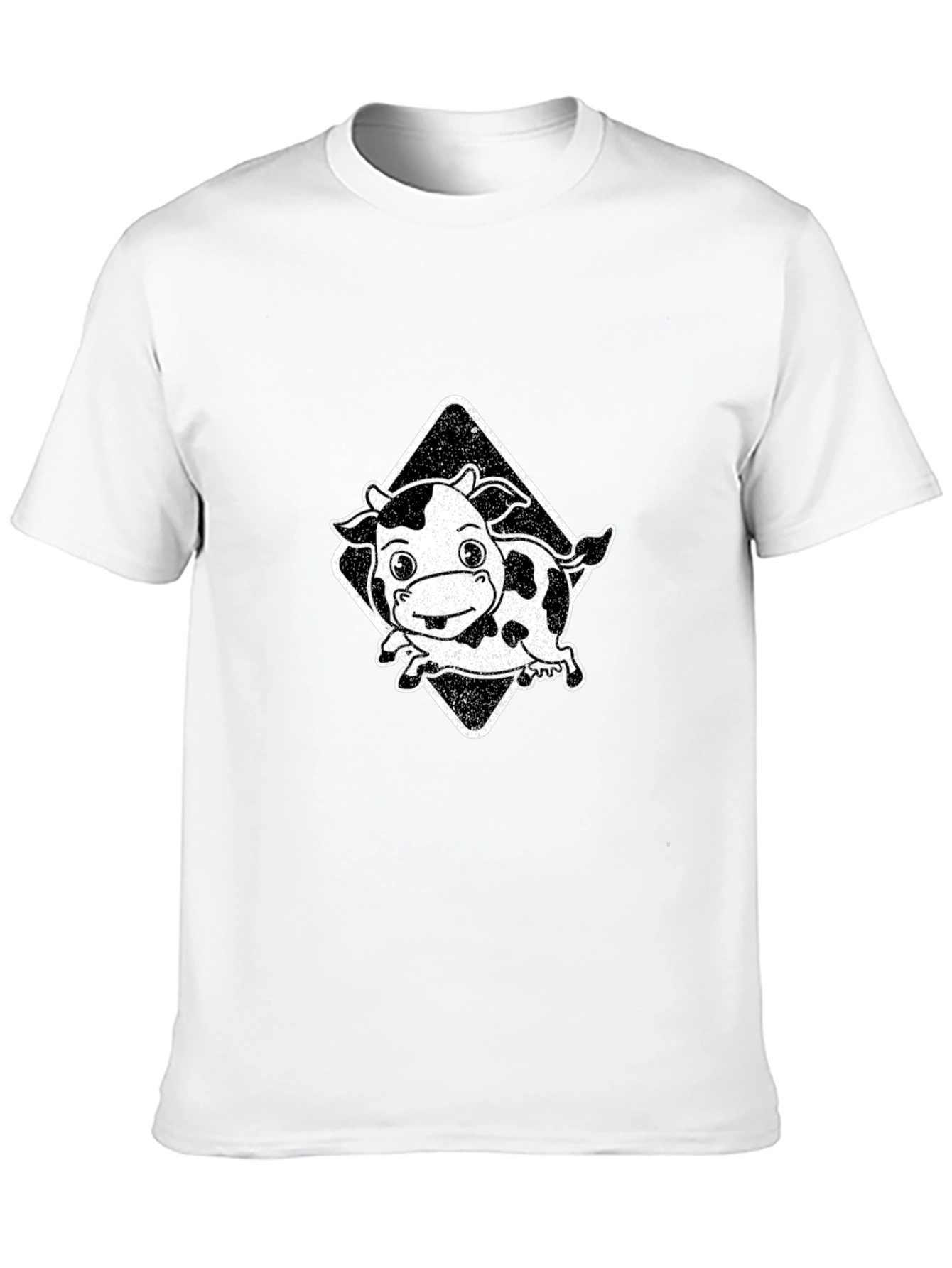 Cartoon Cow Graphic Tee - Black