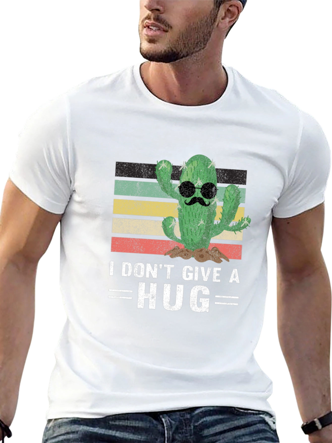 I Dont Give A Hug Cactus Graphic T-Shirt
