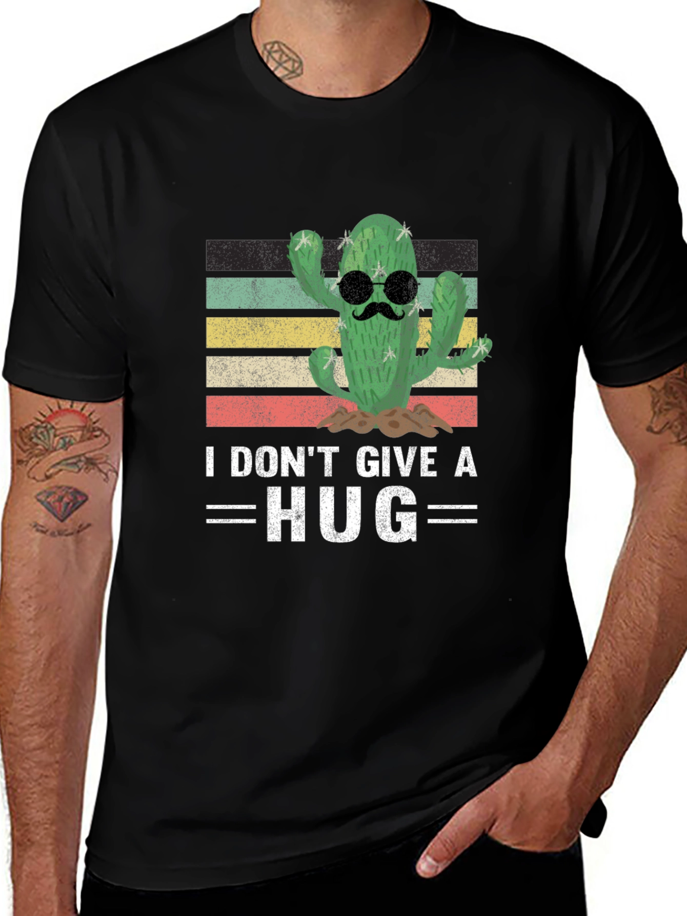 I Dont Give A Hug Cactus Graphic T-Shirt