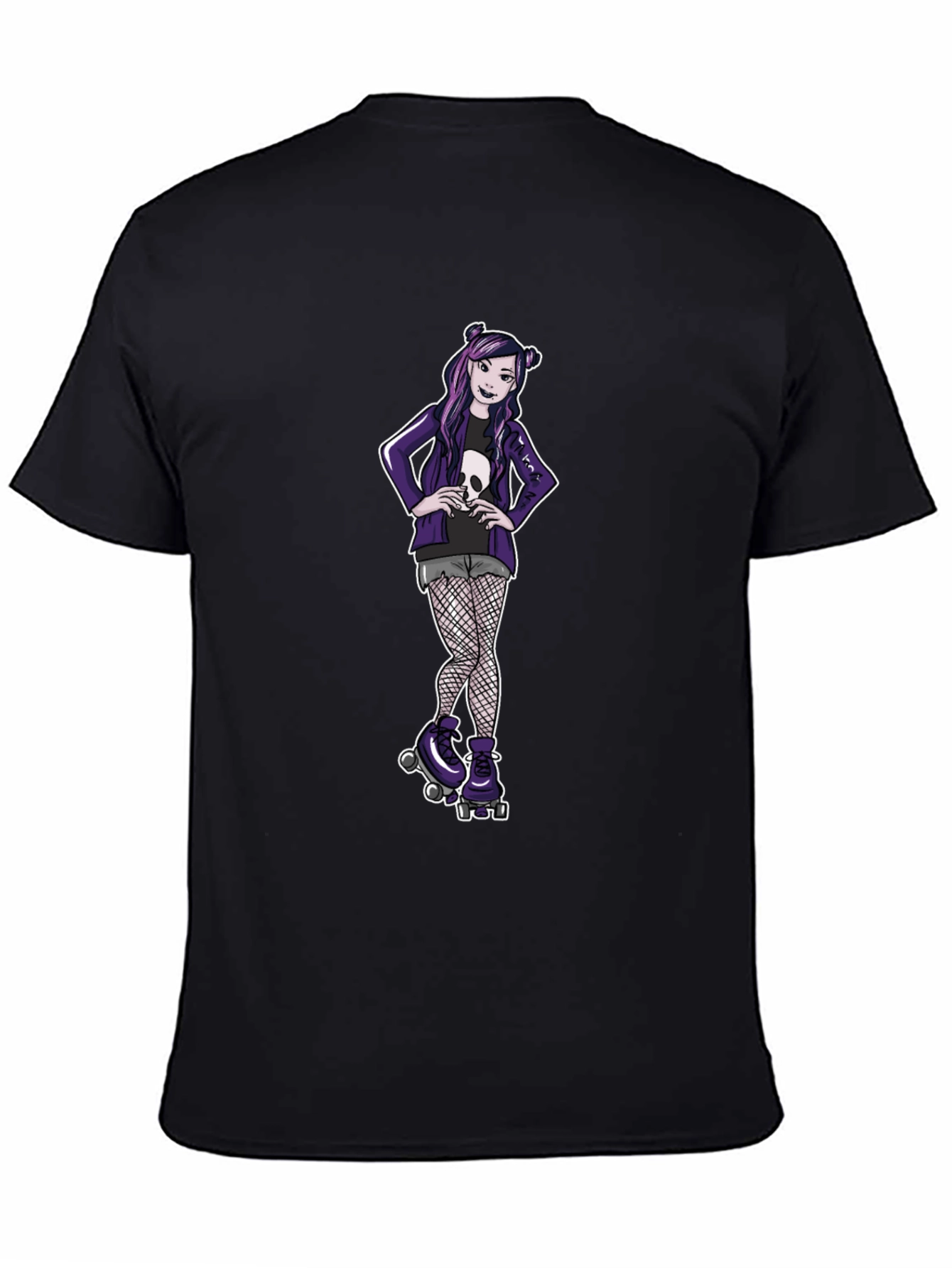Gothic Girl on Skates Black T-Shirt