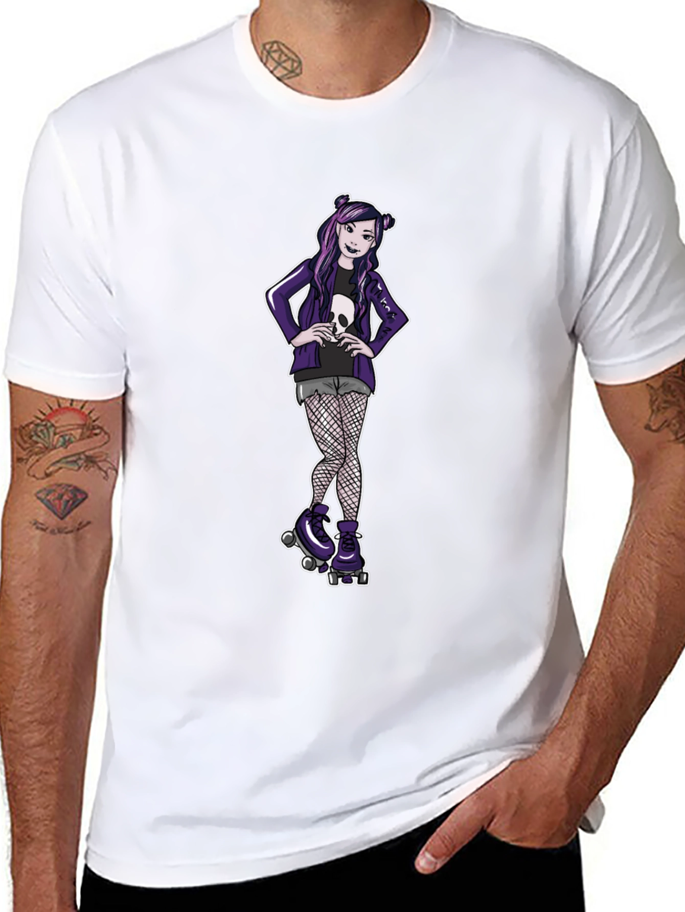 Gothic Girl on Skates Black T-Shirt
