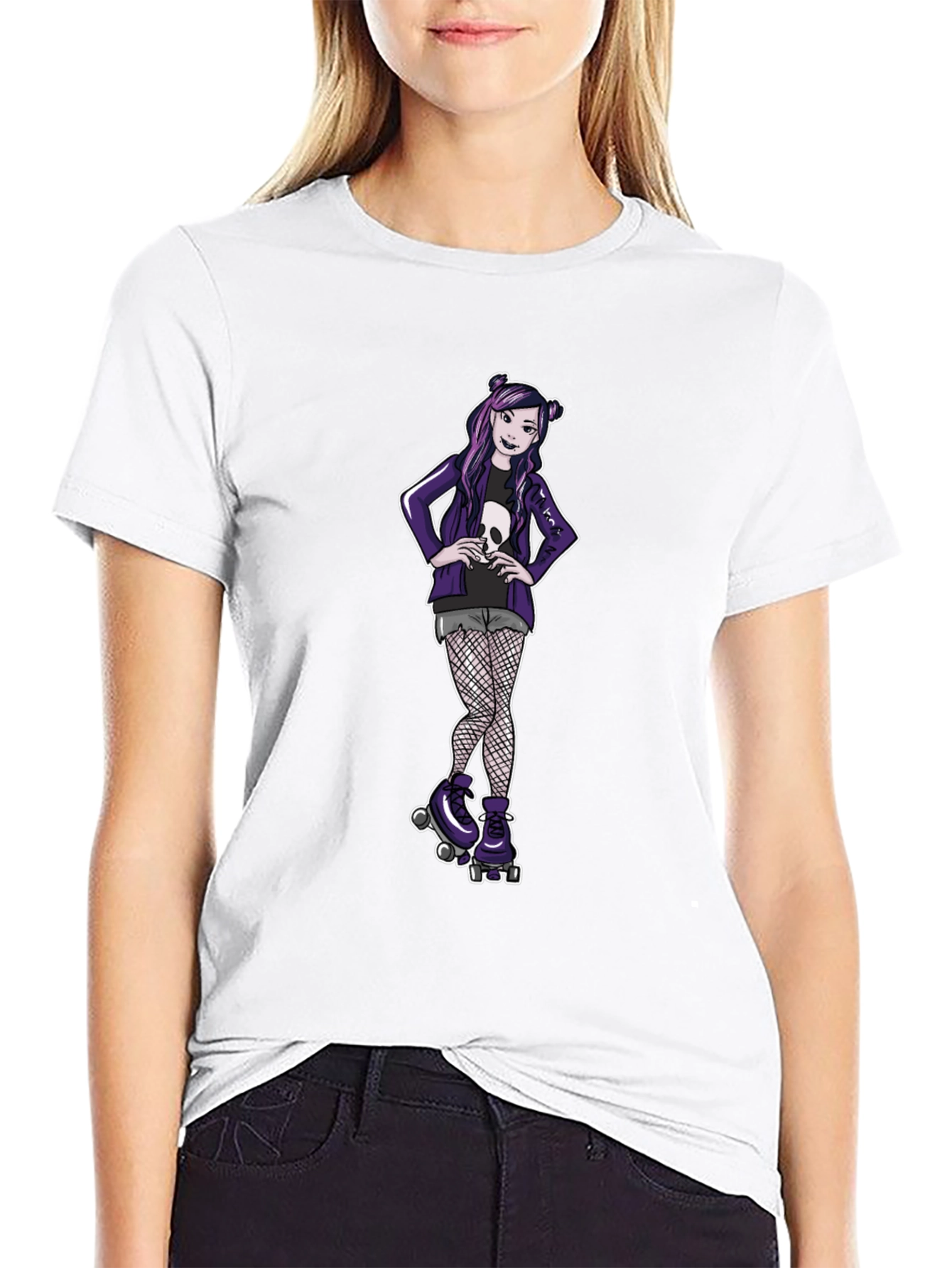 Gothic Girl on Skates Black T-Shirt