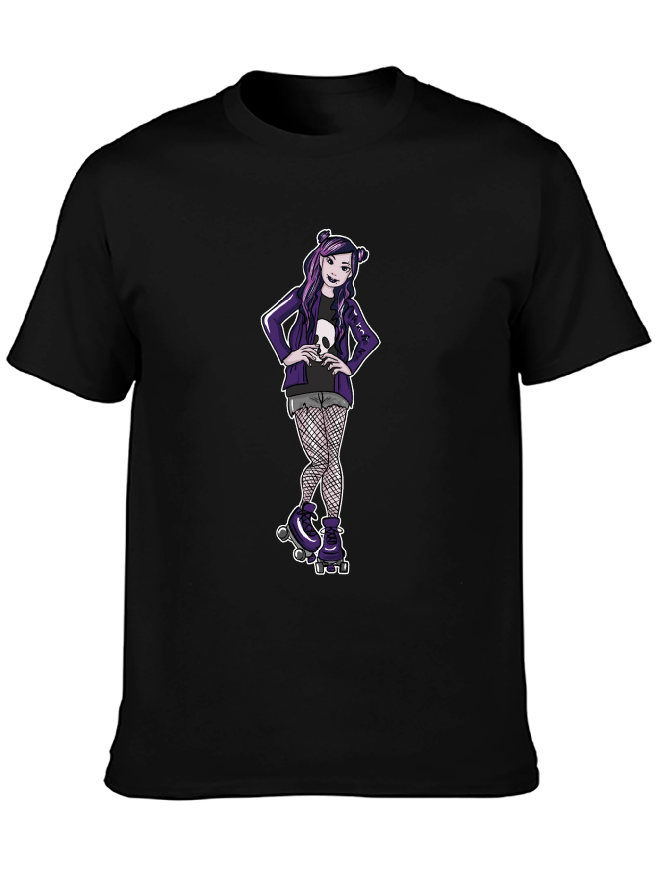 Gothic Girl on Skates Black T-Shirt