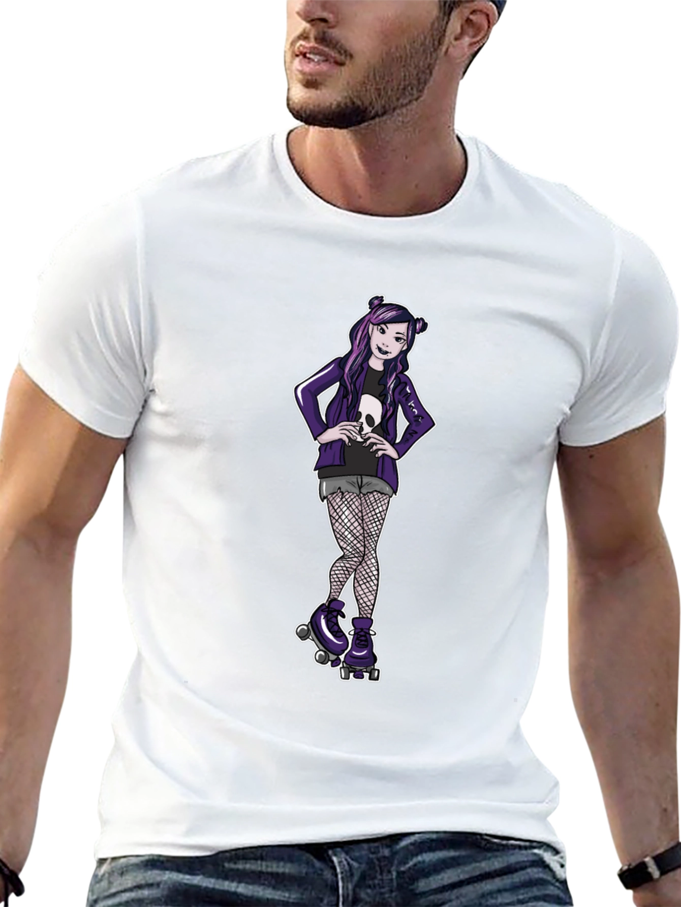 Gothic Girl on Skates Black T-Shirt