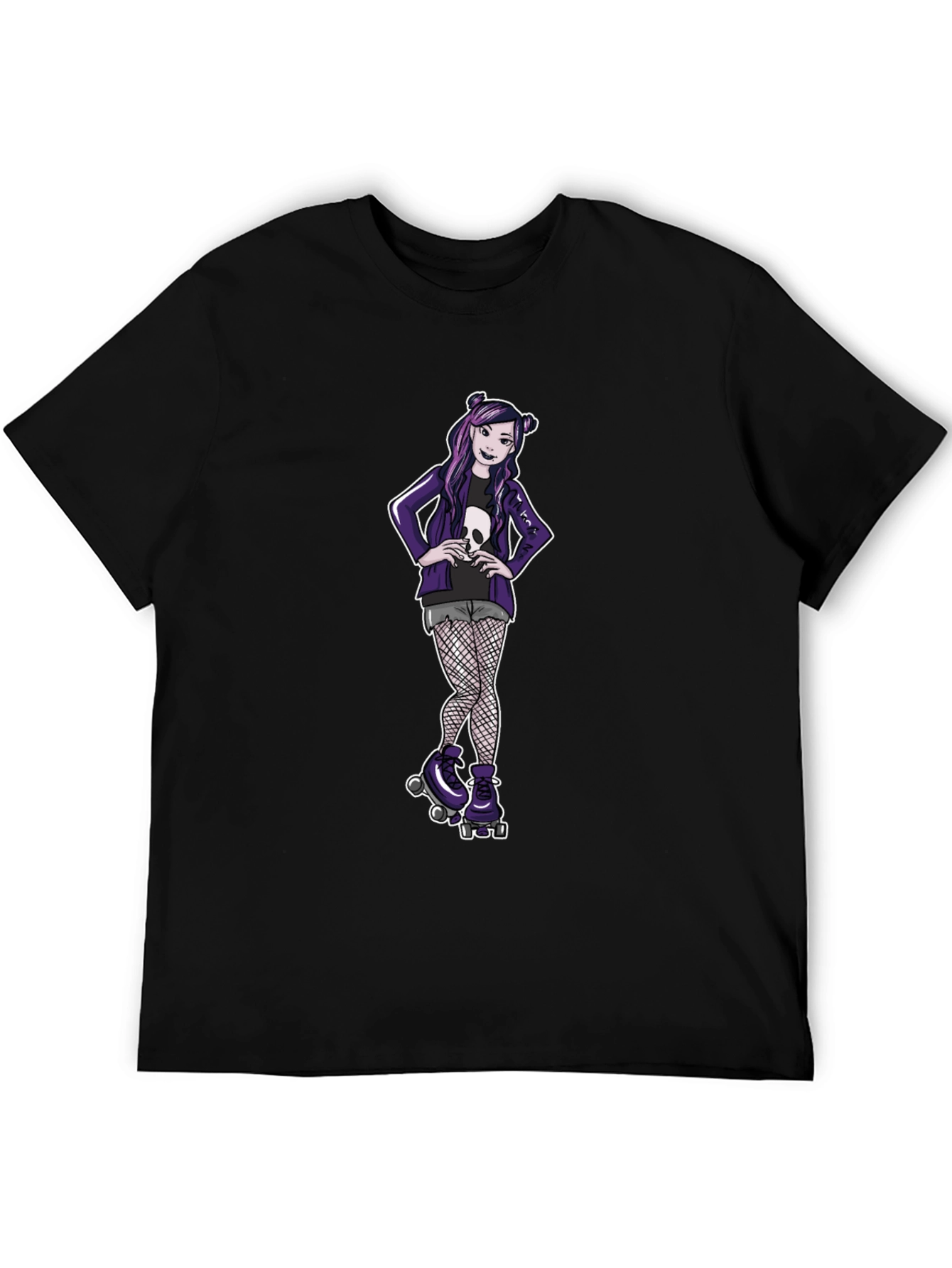 Gothic Girl on Skates Black T-Shirt