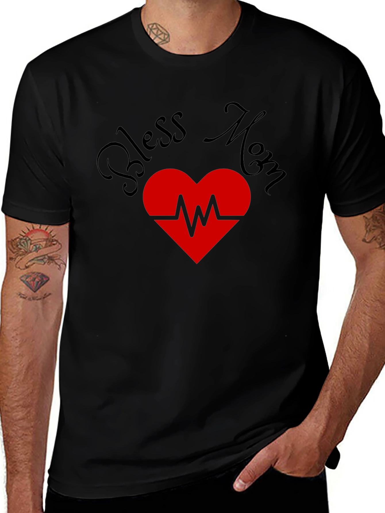 Bless Mom Heartbeat T-Shirt - Mothers Day Gift