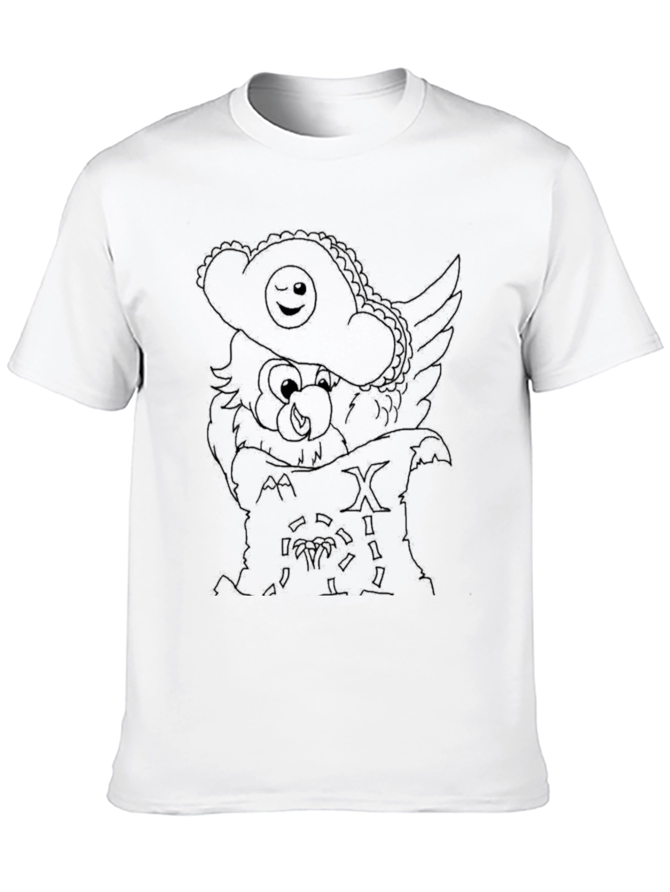 Black Graphic Tee - Cartoon Pirate Design