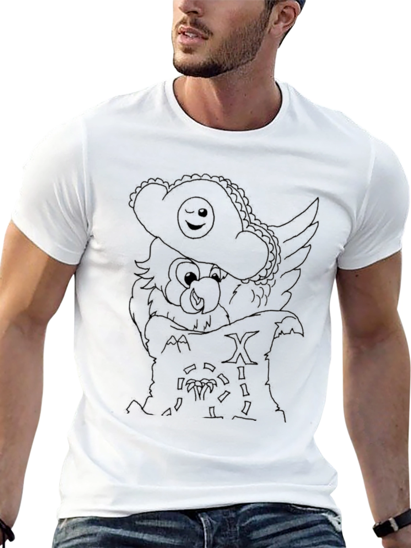 Black Graphic Tee - Cartoon Pirate Design
