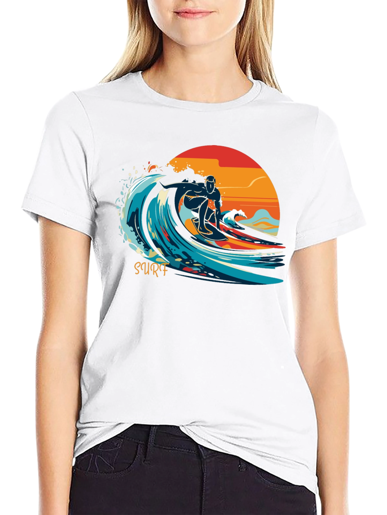 Surfs Up Graphic Tee - Black Cotton T-Shirt