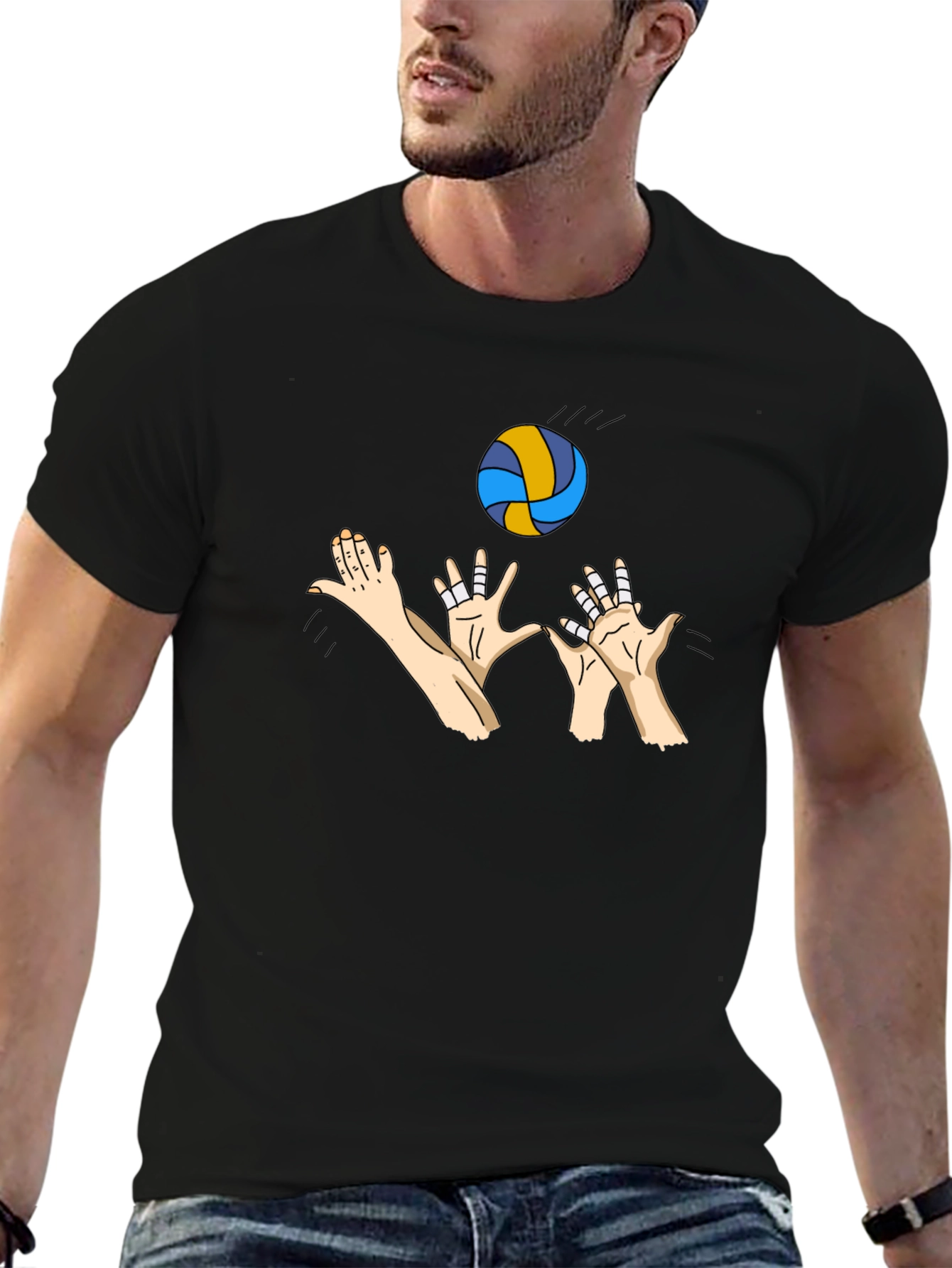 Volleyball Player Graphic Black T-Shirt