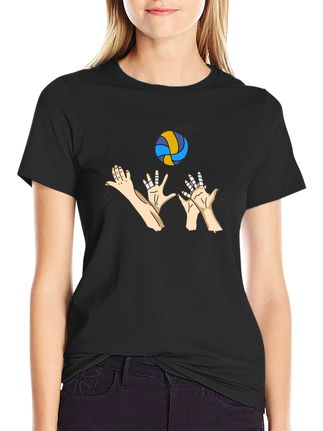 Volleyball Player Graphic Black T-Shirt