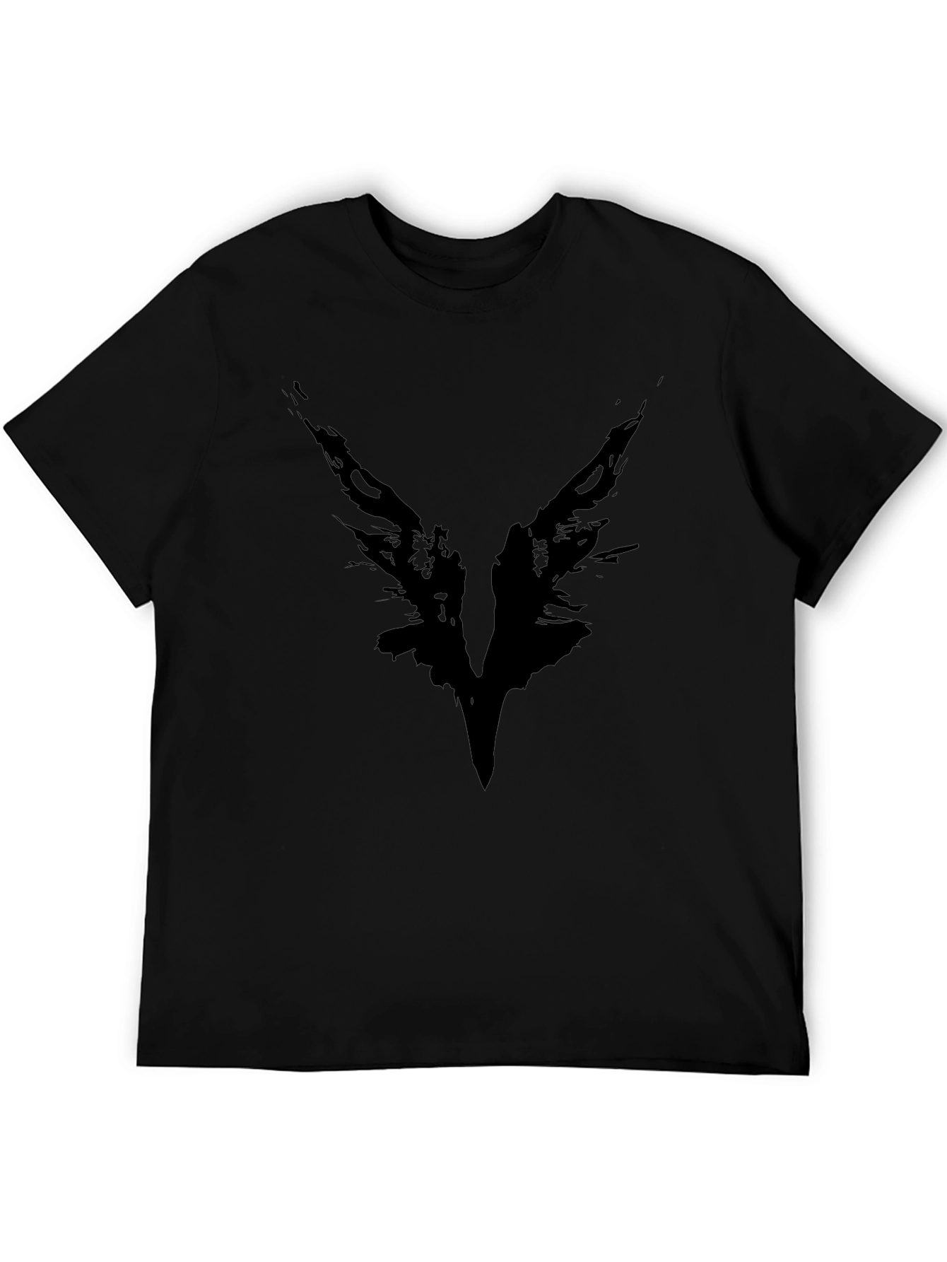 Mens Black Graphic Tee - Abstract Bird Design