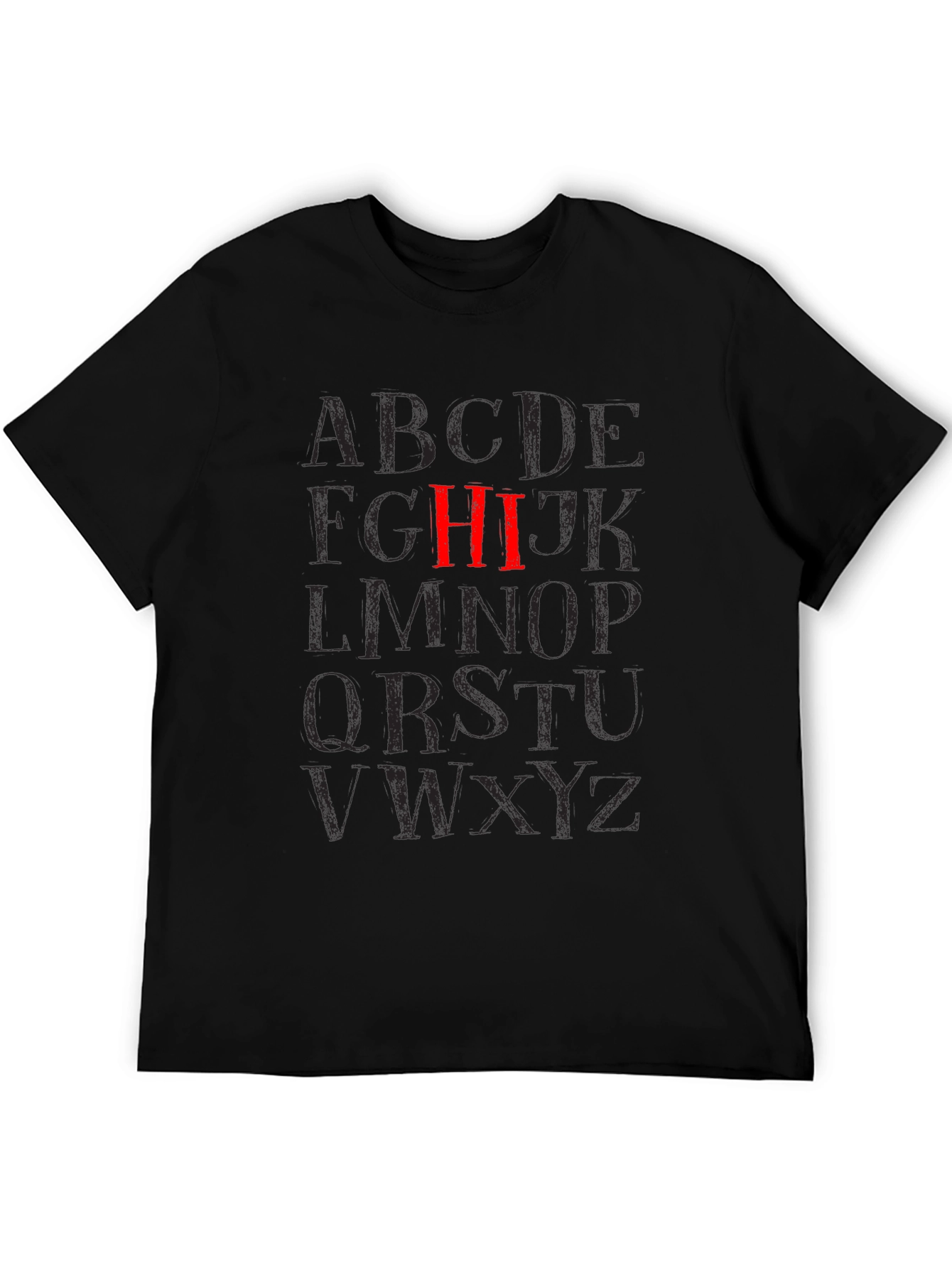 Alphabet HI Black Graphic T-Shirt