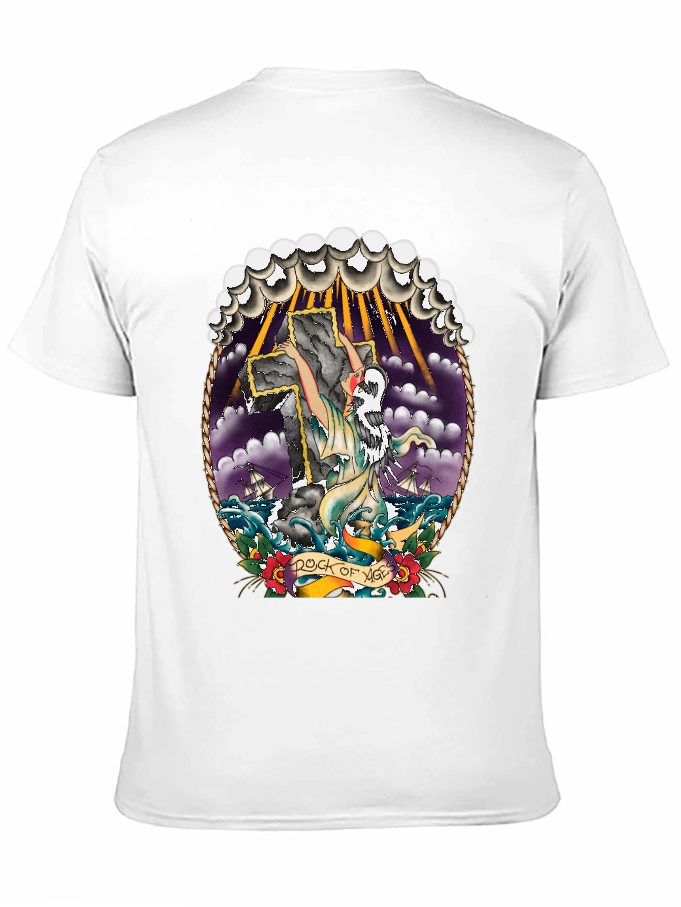Rock of Ages Graphic Tee - Classic Tattoo Style