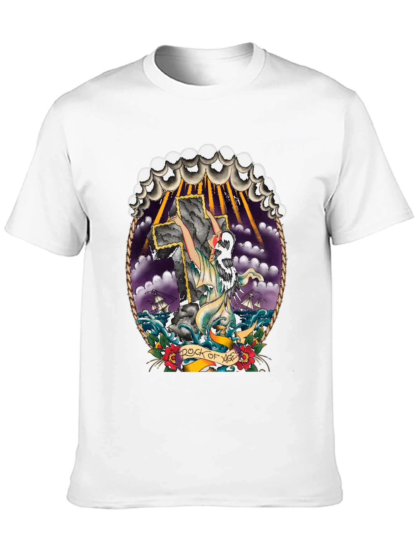 Rock of Ages Graphic Tee - Classic Tattoo Style