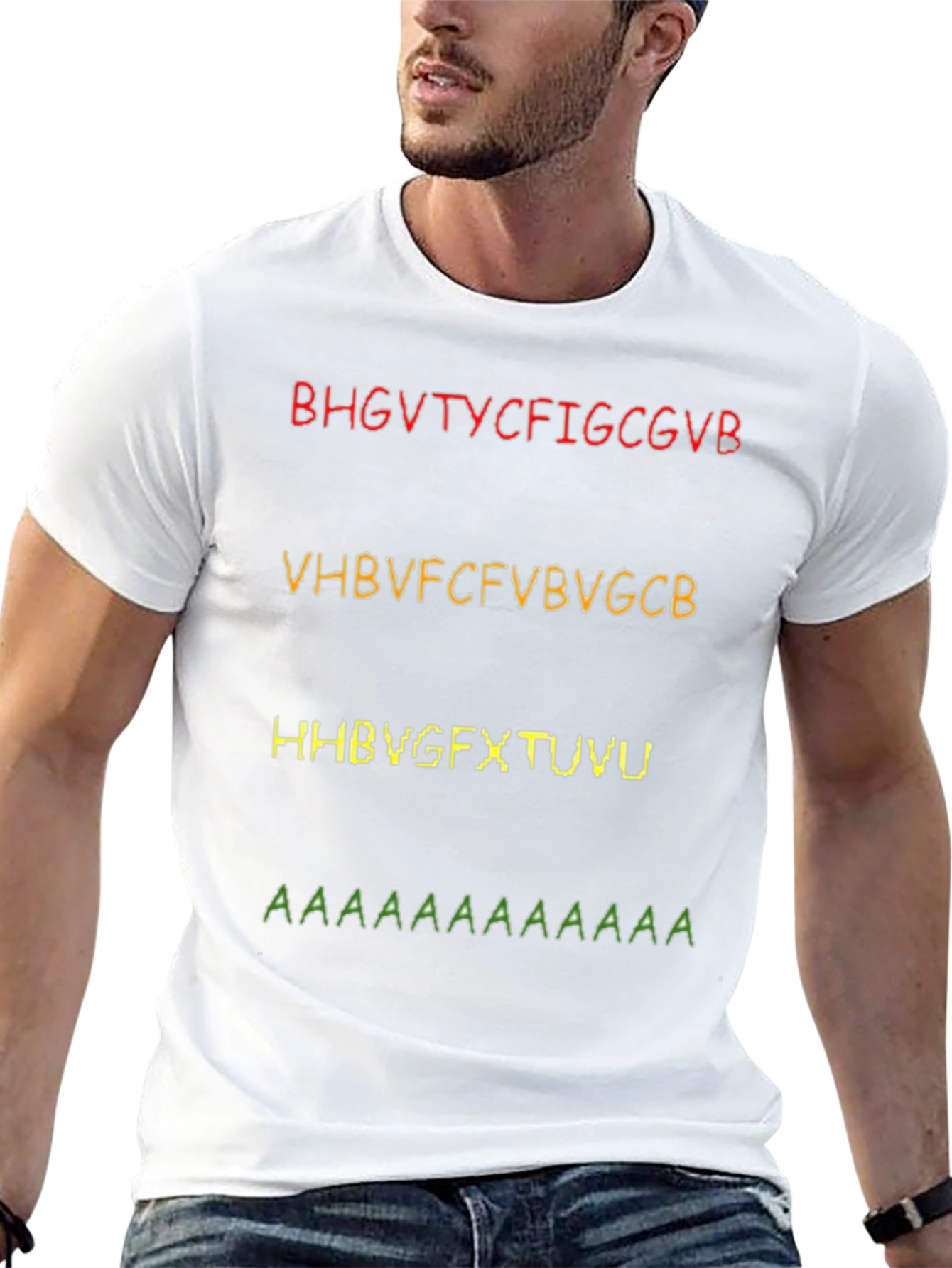 Abstract Letter Print Crew Neck Short Sleeve T-Shirt
