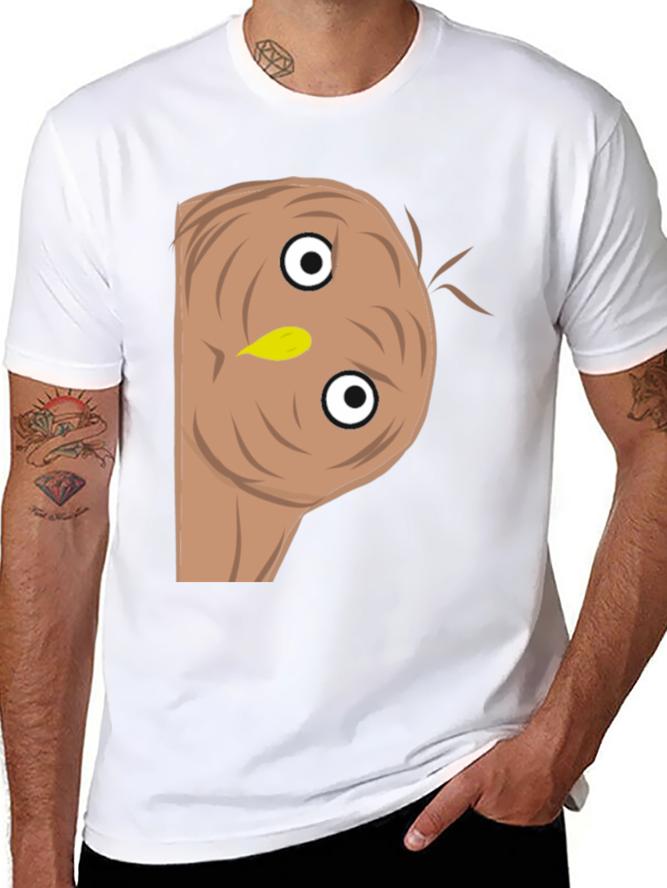 Funny Upside-Down Turkey Face Black T-Shirt