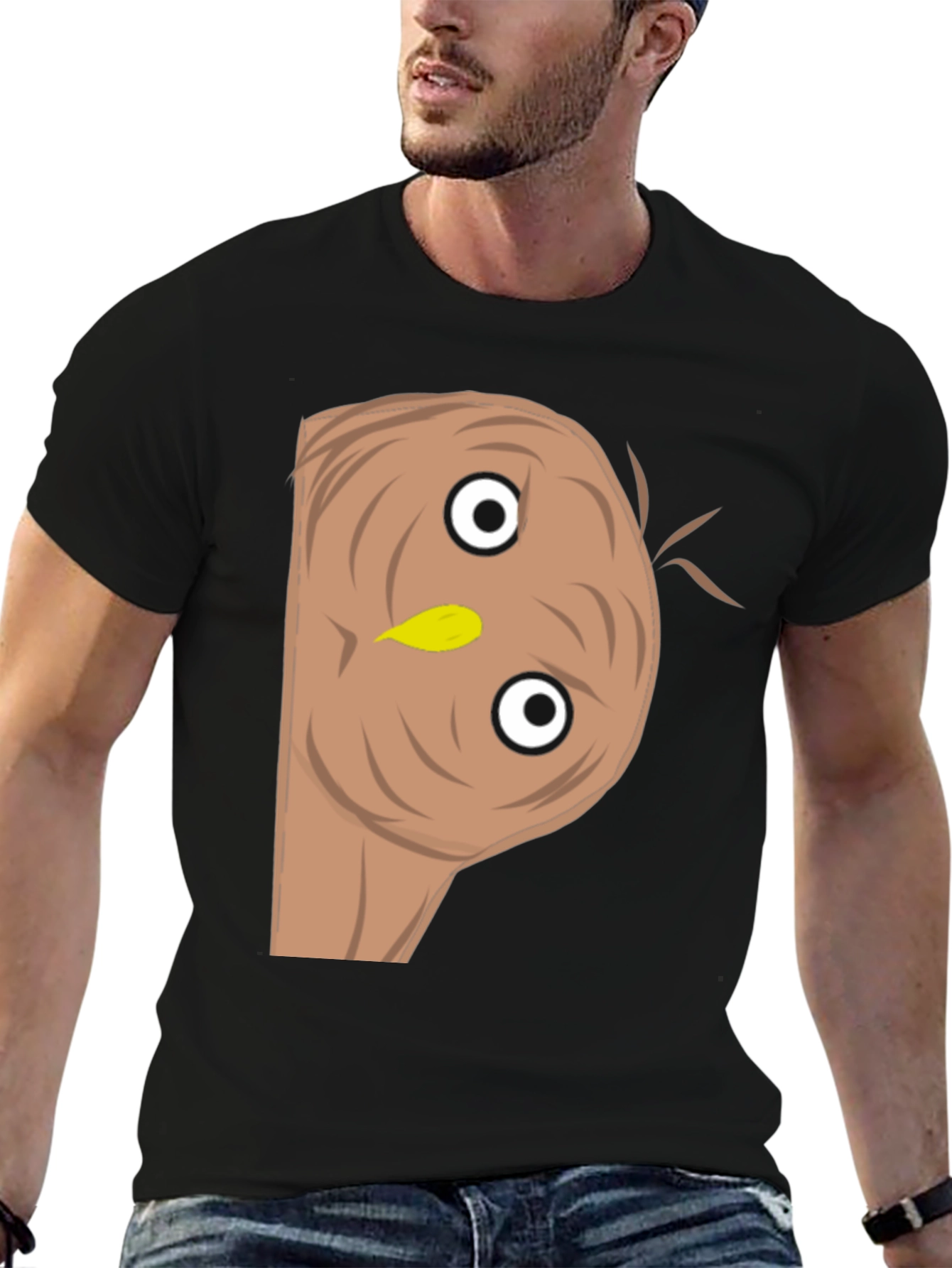 Funny Upside-Down Turkey Face Black T-Shirt