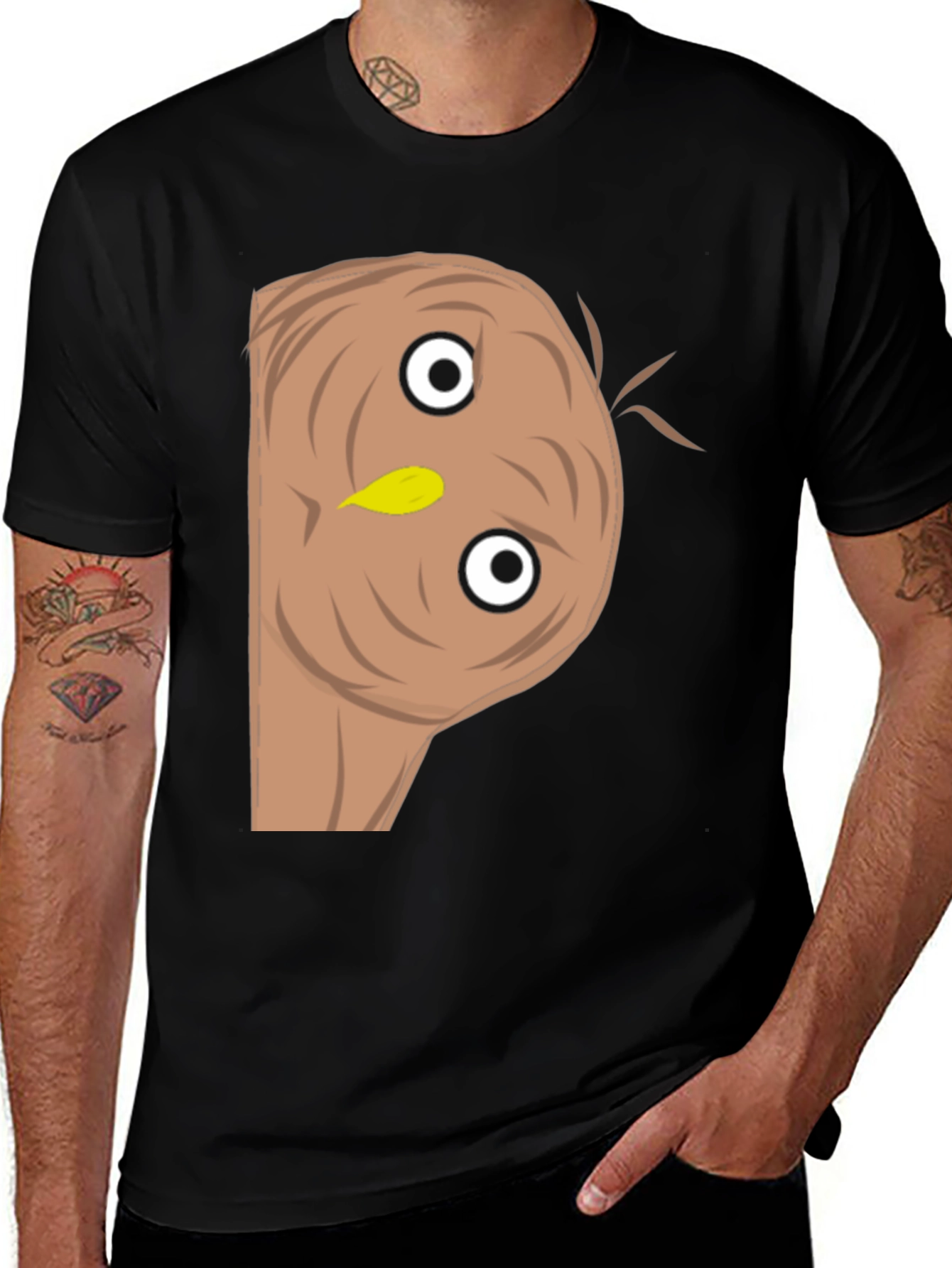 Funny Upside-Down Turkey Face Black T-Shirt