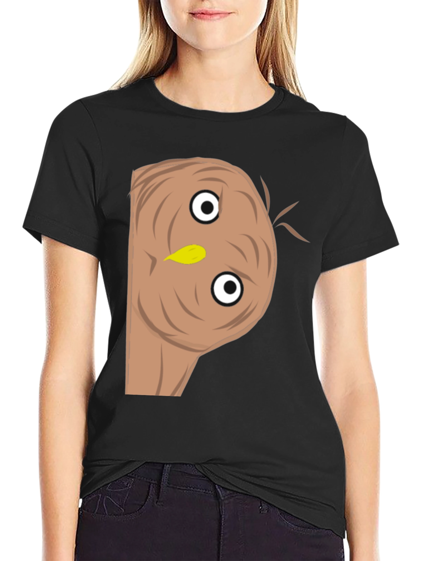 Funny Upside-Down Turkey Face Black T-Shirt
