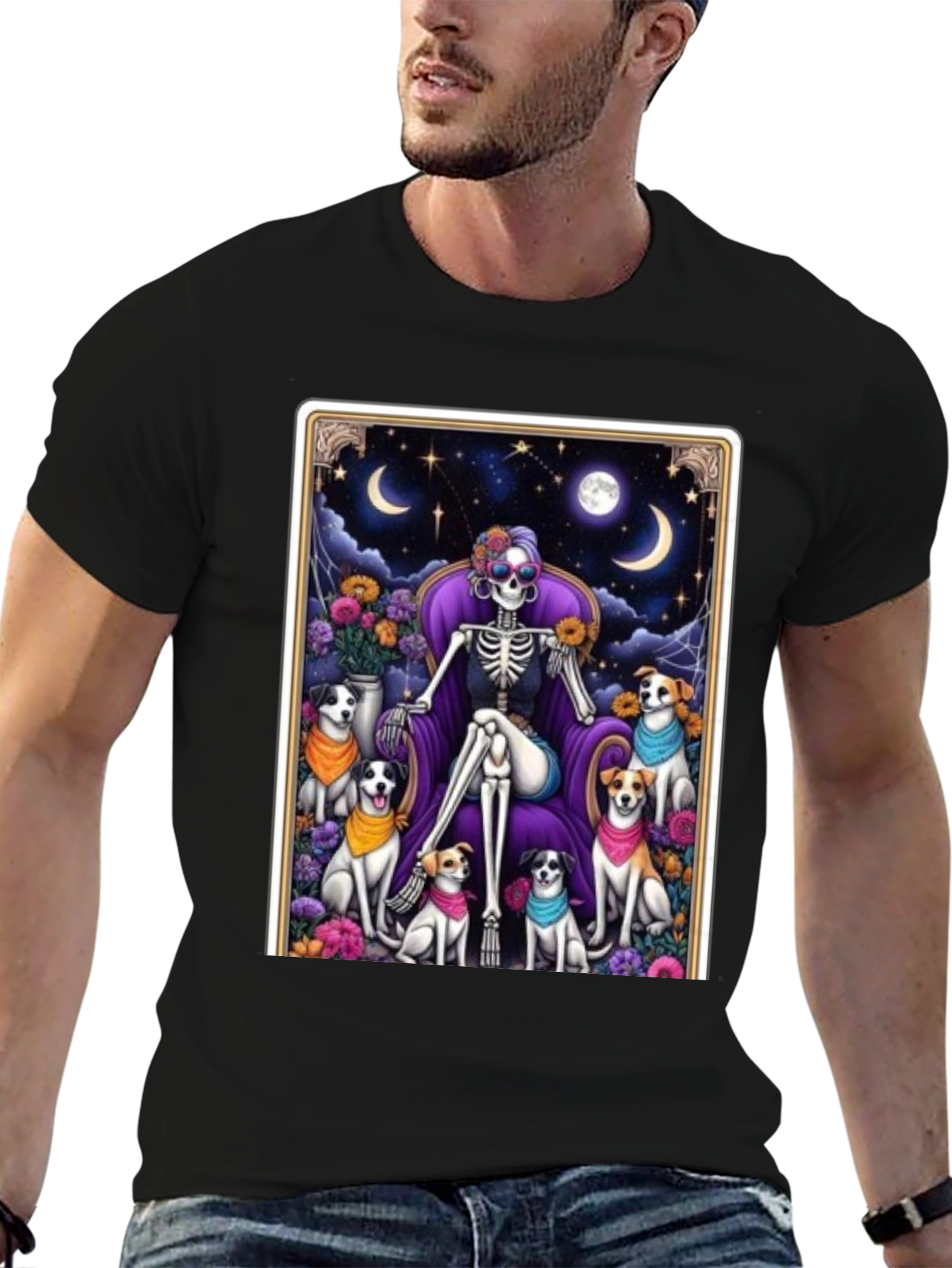 Skeleton & Dogs T-Shirt - Unisex Black Tee