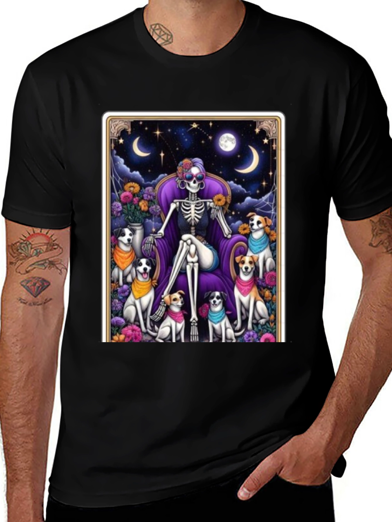 Skeleton & Dogs T-Shirt - Unisex Black Tee
