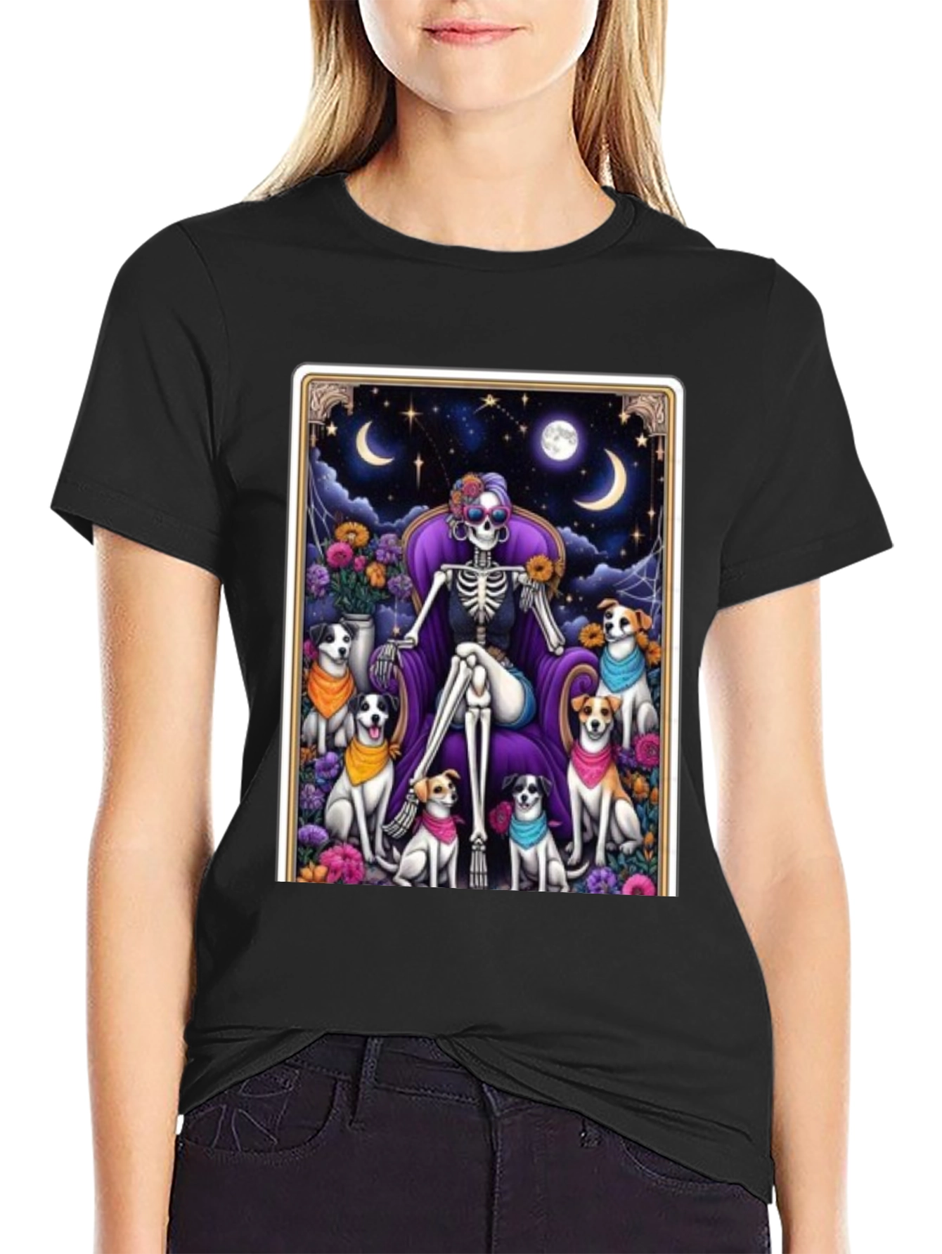 Skeleton & Dogs T-Shirt - Unisex Black Tee