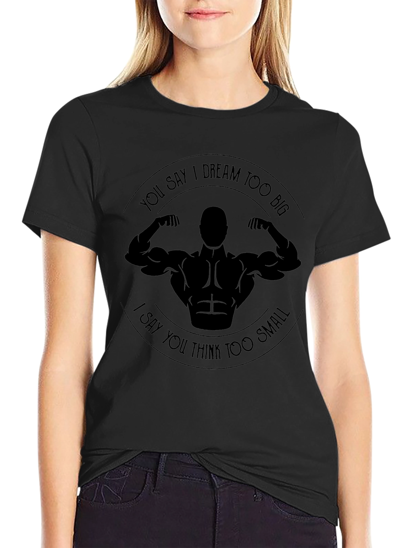 Motivational Bodybuilder Graphic Black T-Shirt