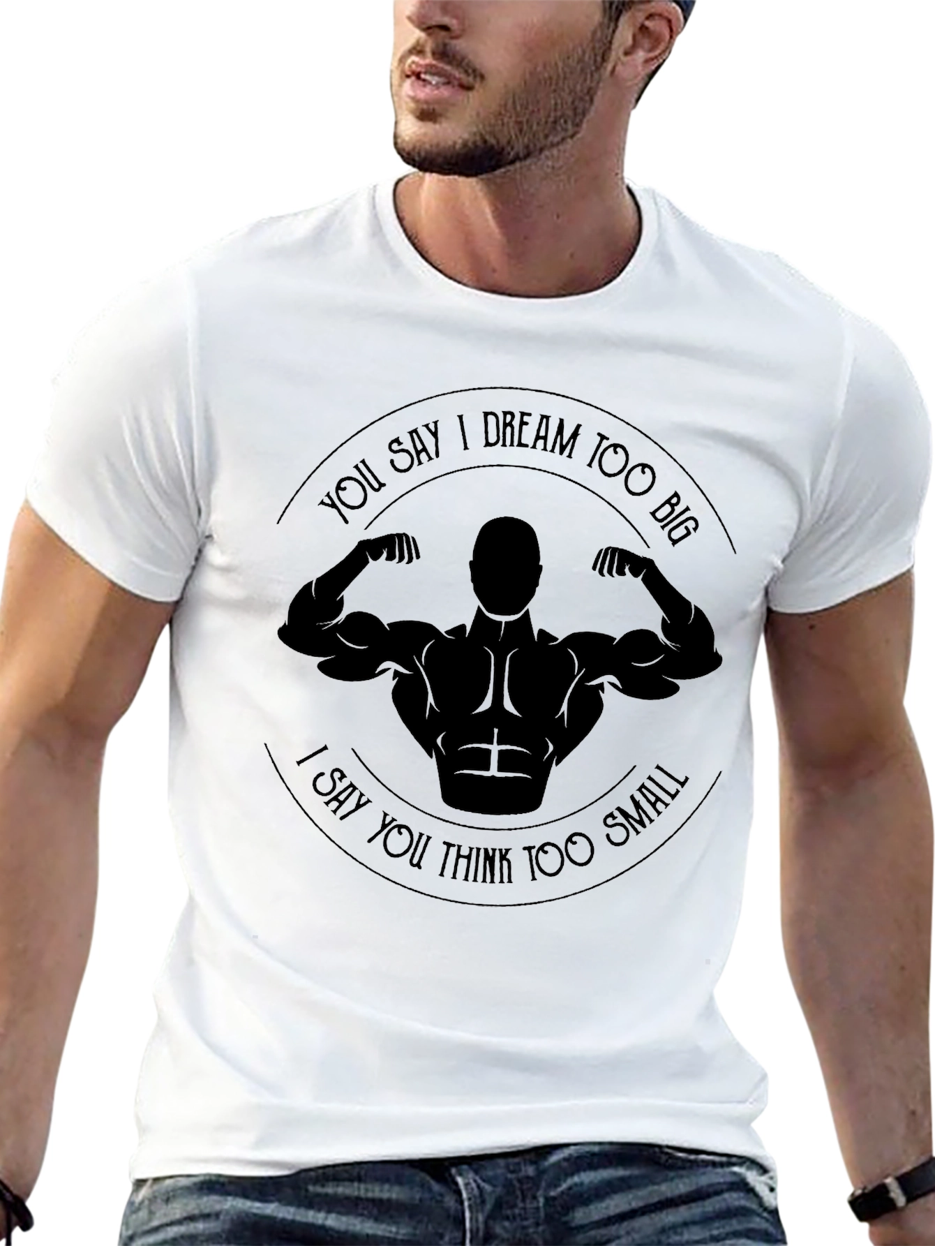 Motivational Bodybuilder Graphic Black T-Shirt