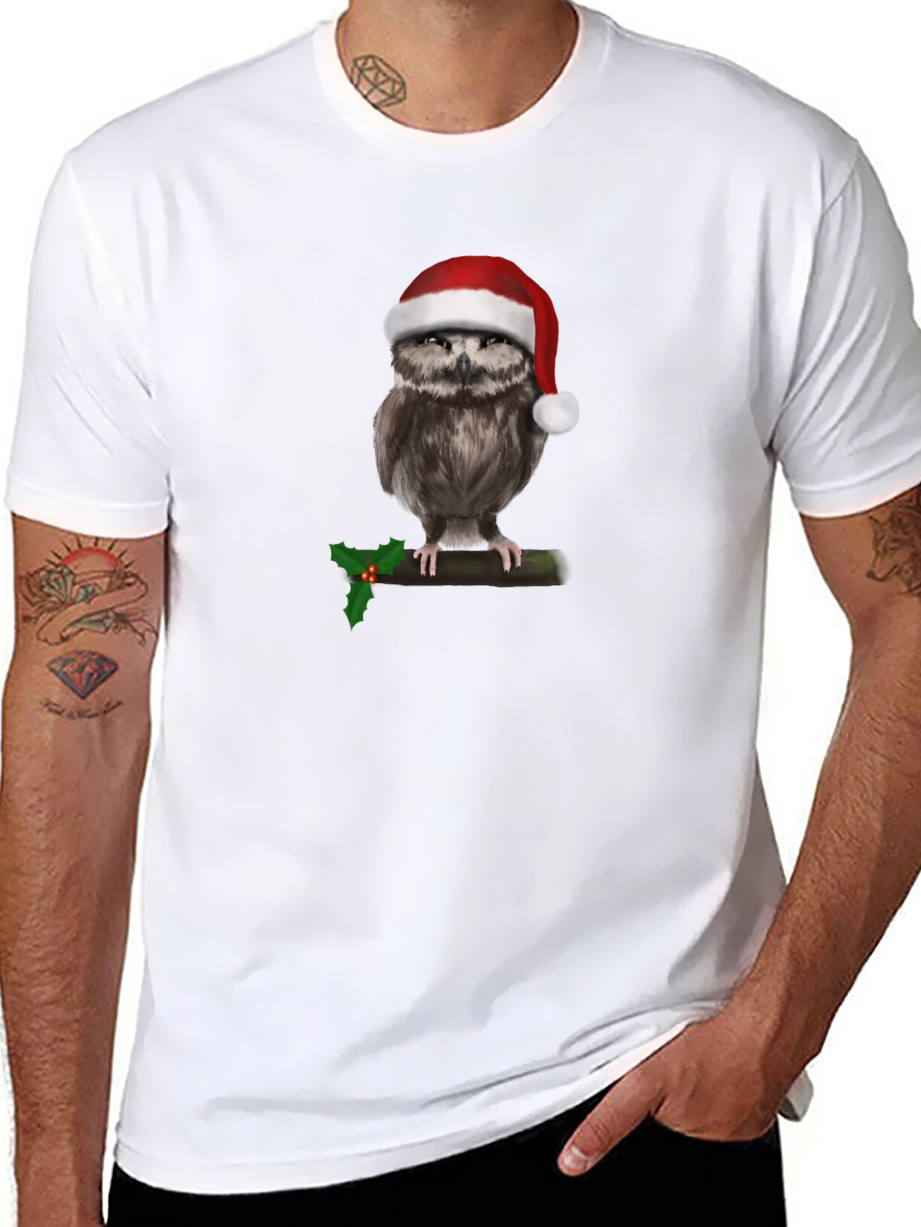 Festive Owl Christmas T-Shirt