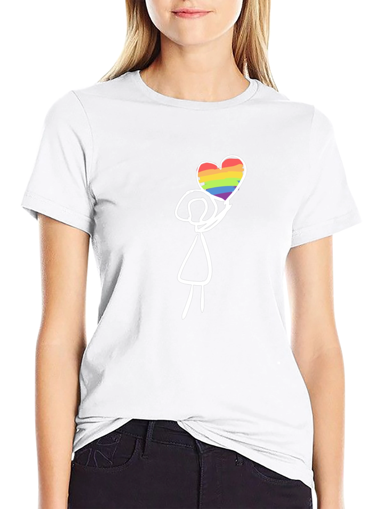 LGBT Pride Stick Figure Heart T-Shirt