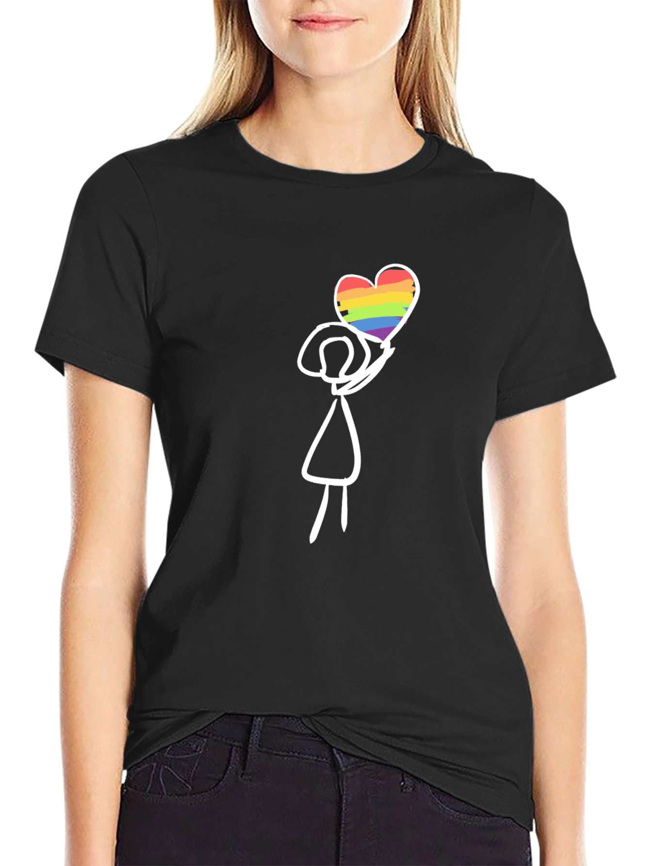 LGBT Pride Stick Figure Heart T-Shirt
