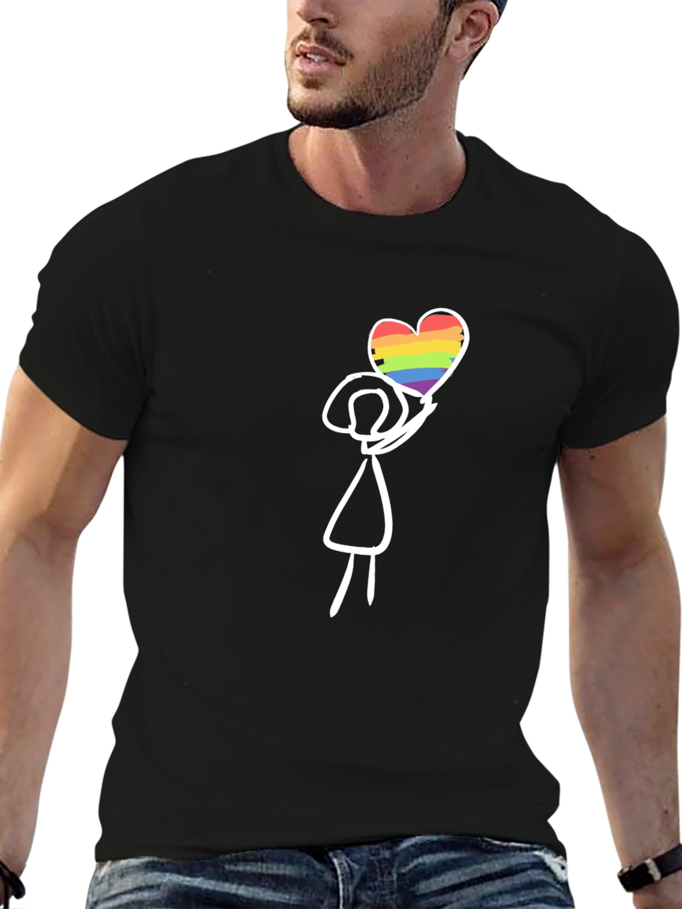 LGBT Pride Stick Figure Heart T-Shirt