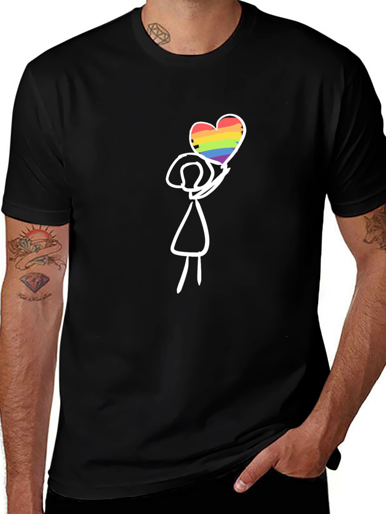 LGBT Pride Stick Figure Heart T-Shirt