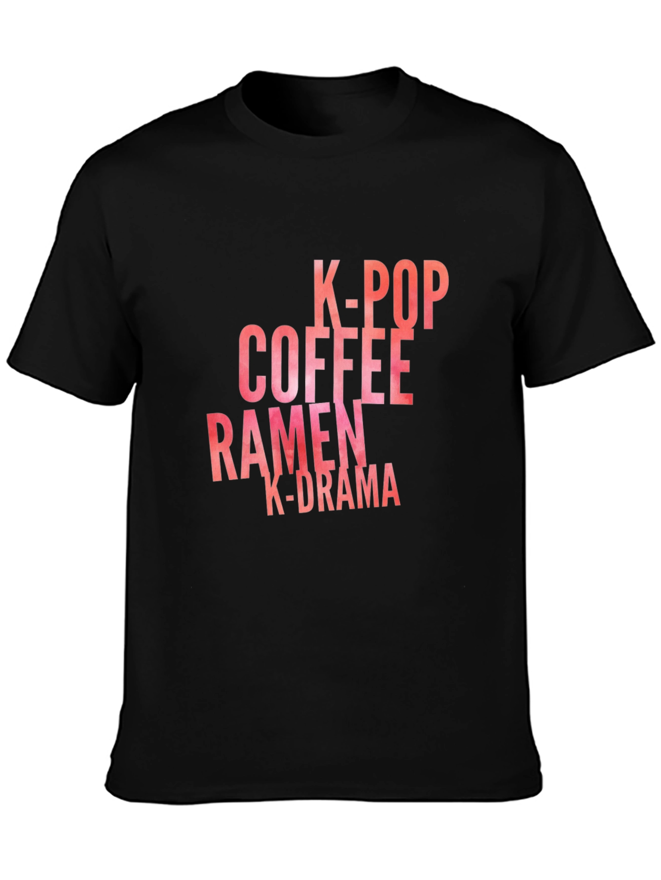 K-Pop Coffee Ramen K-Drama Black T-Shirt