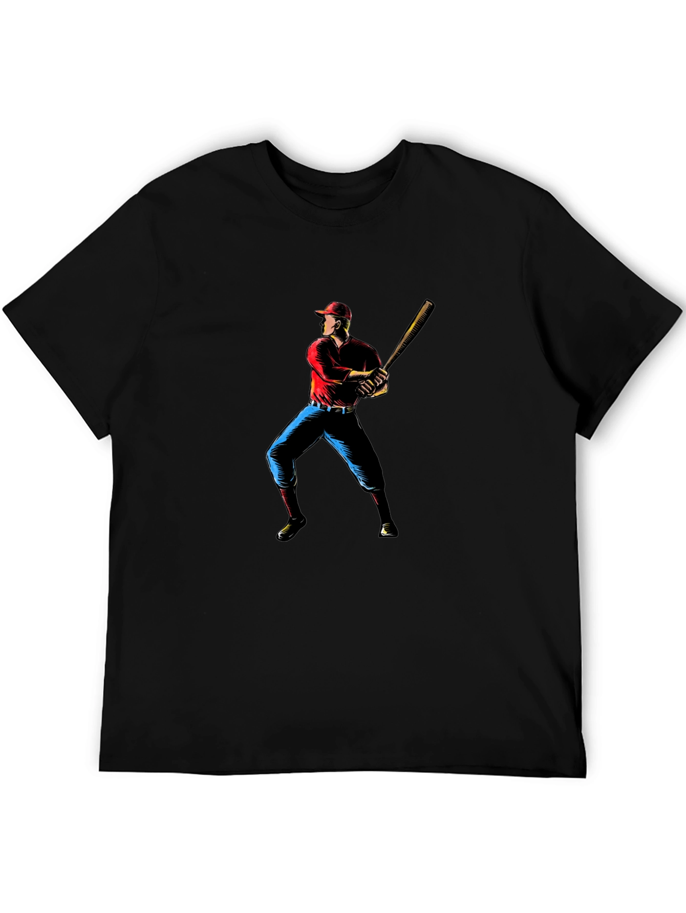 Baseball Player Graphic Black T-Shirt
