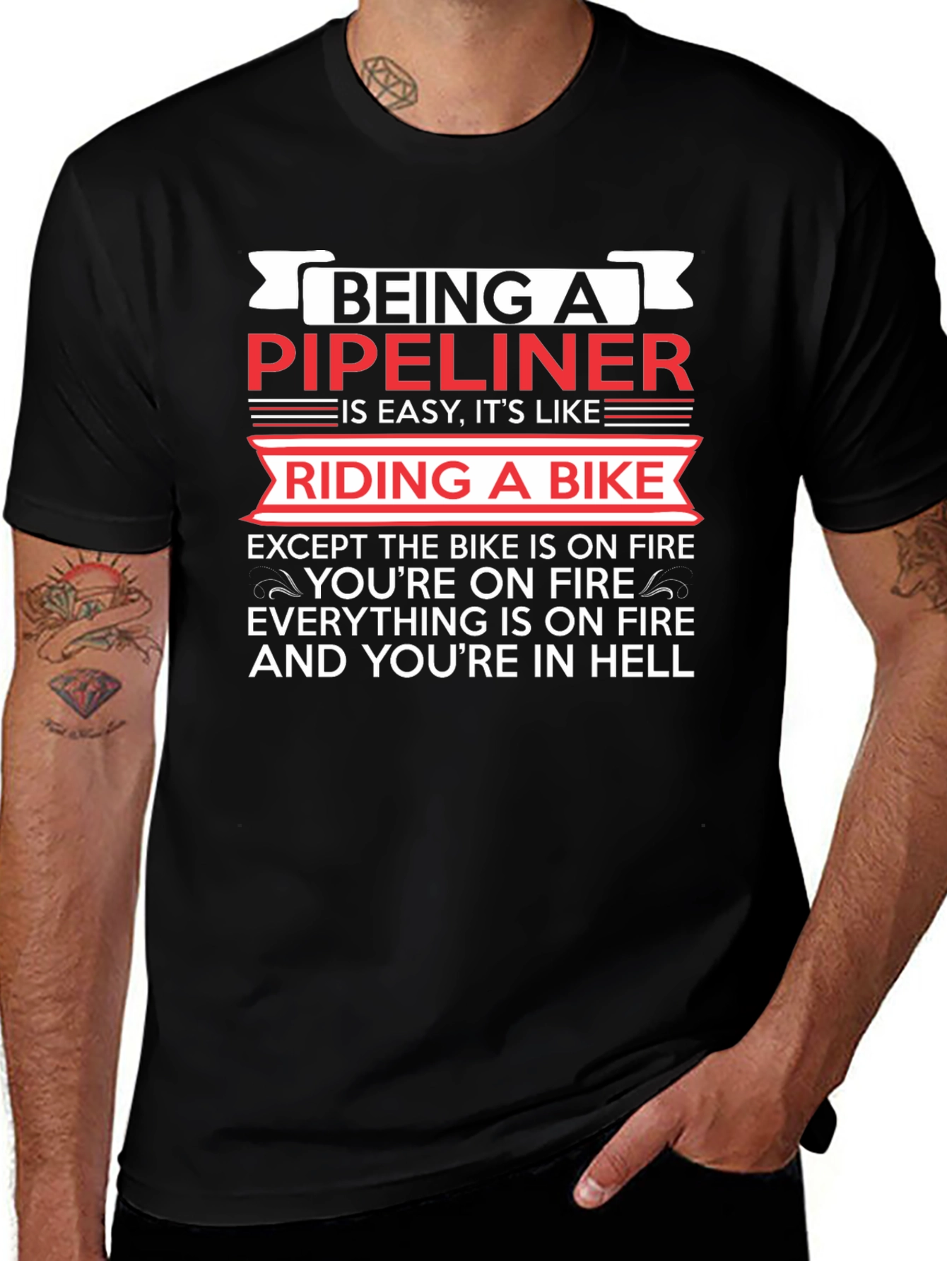 Pipeliner T-Shirt: Riding a Bike in Hell