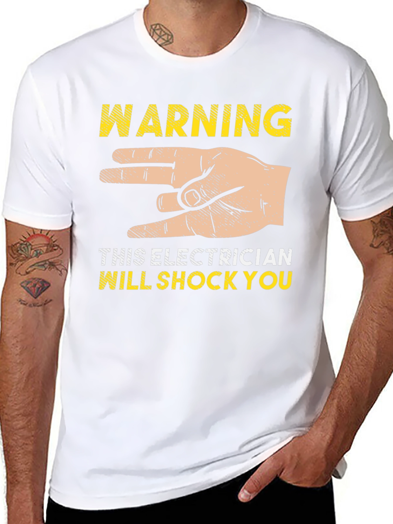 Electrician Shock Warning Graphic T-Shirt