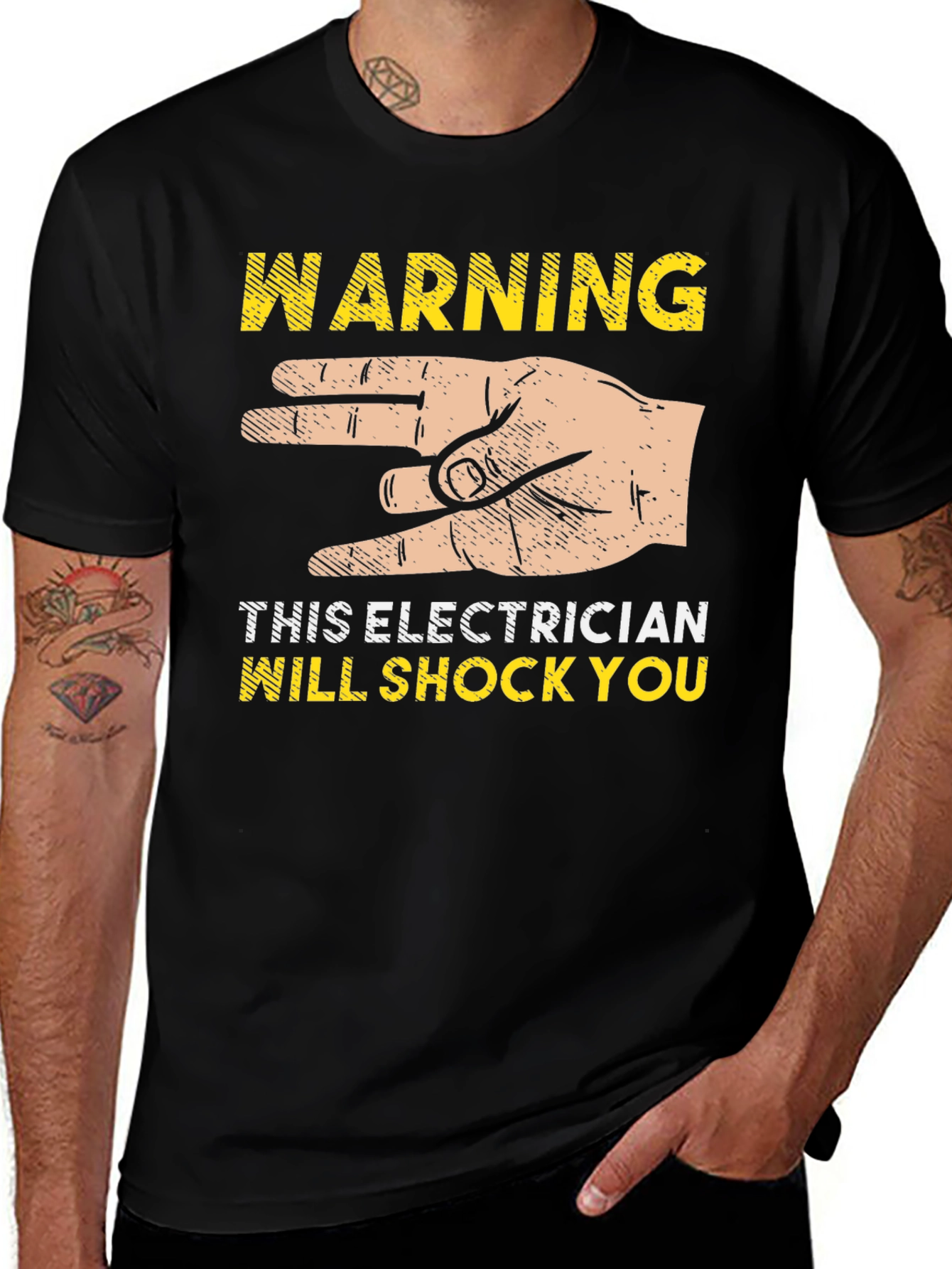 Electrician Shock Warning Graphic T-Shirt