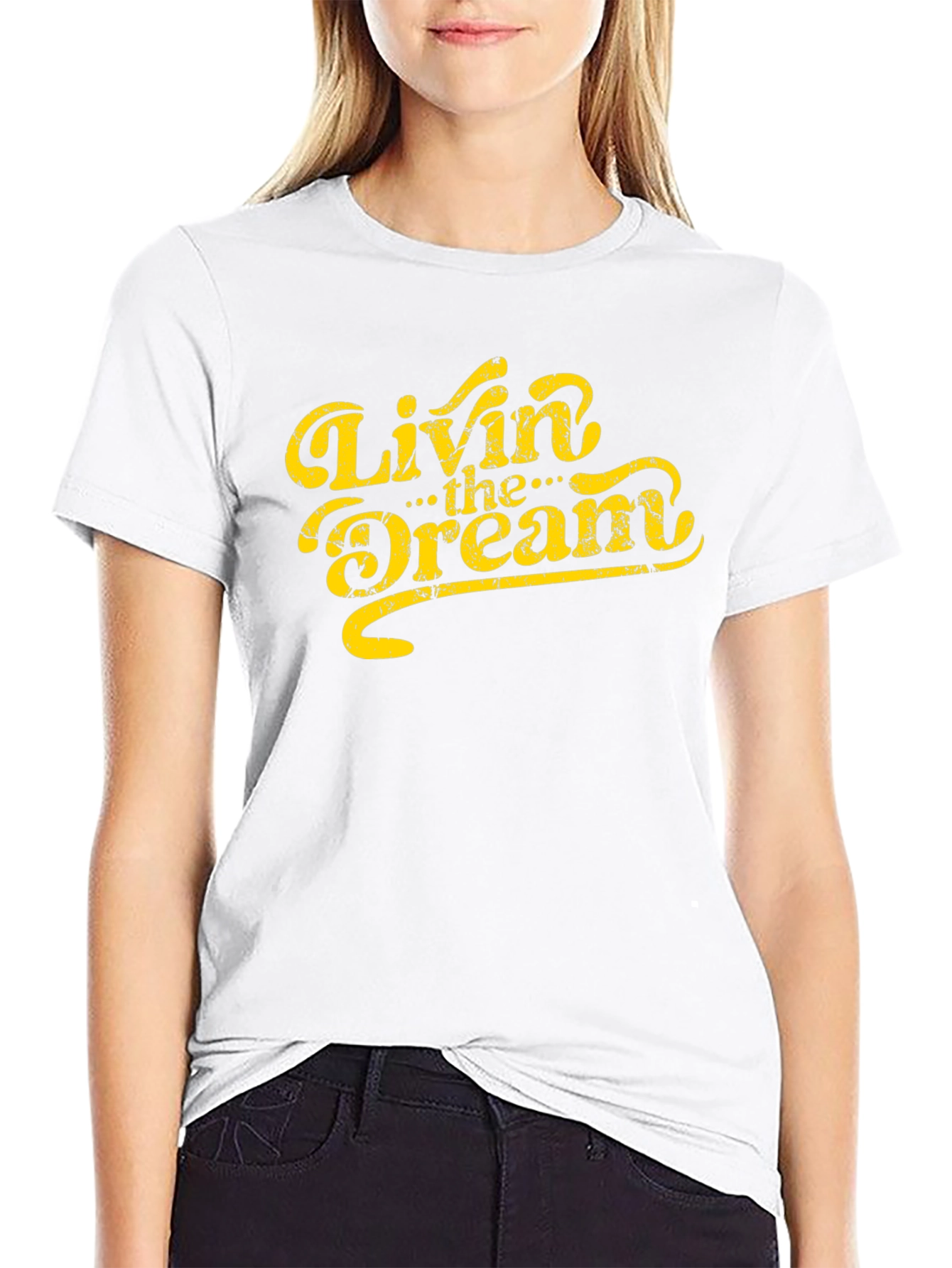 Livin the Dream Graphic Tee - Black Cotton T-Shirt